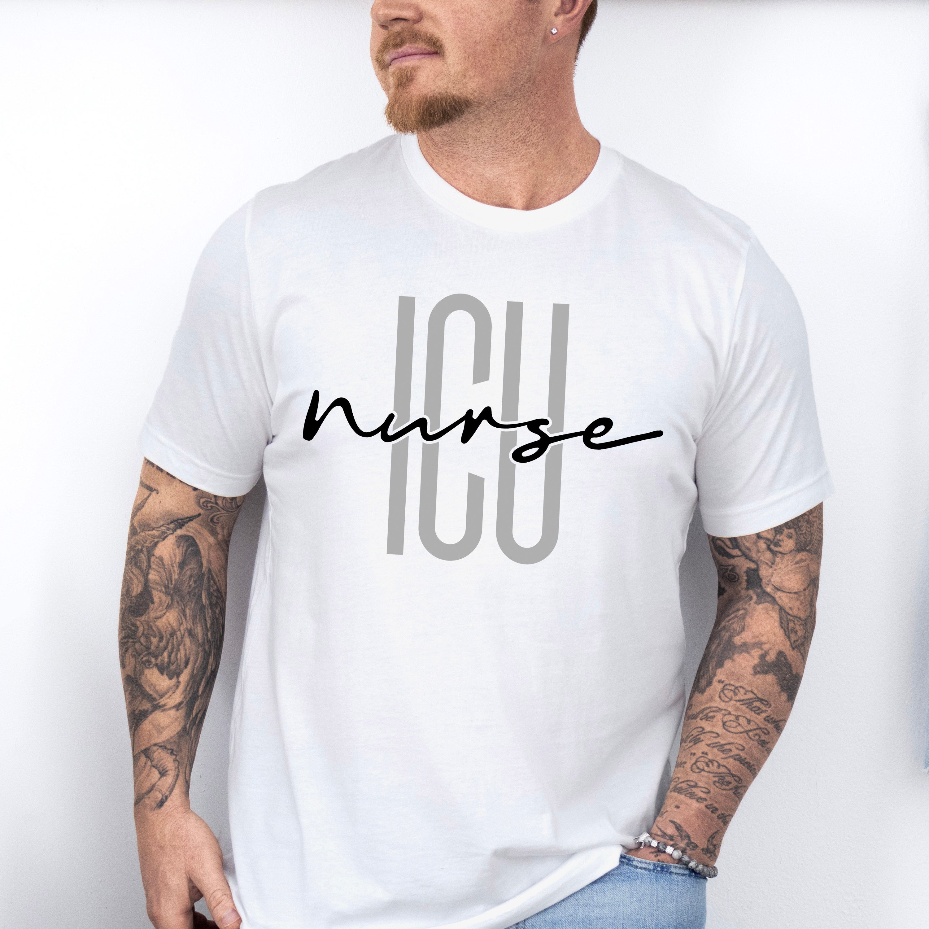 ICU Nurse Cursive Design - ICU Nurse Unisex Crewneck T-Shirt Sweatshirt Hoodie