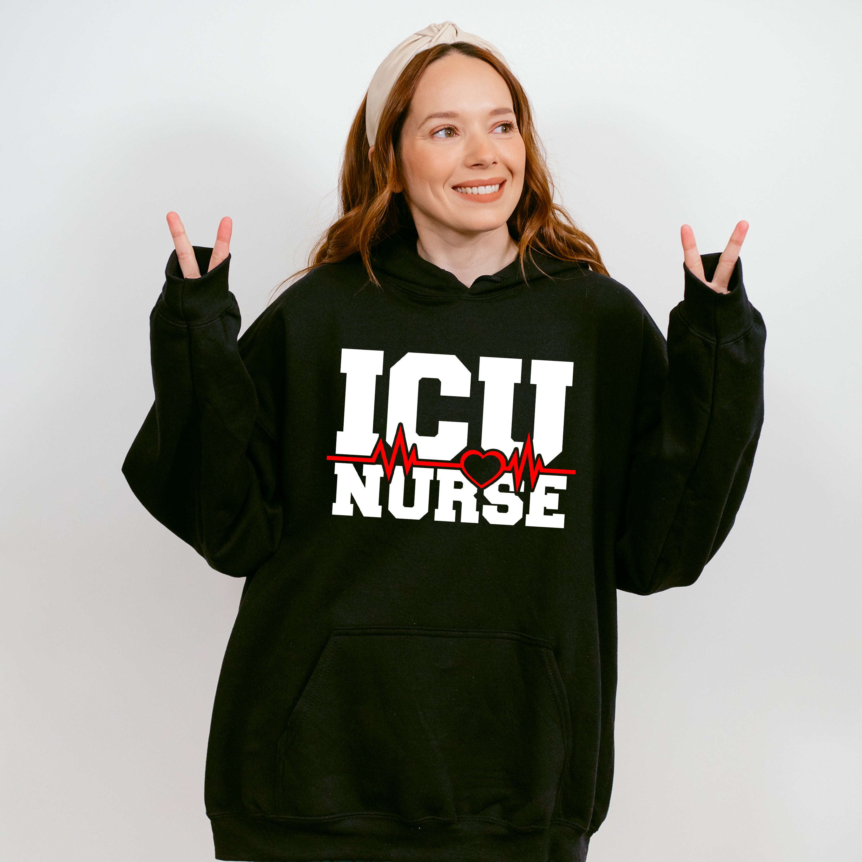 ICU Nurse Heartbeat Design - ICU Nurse Unisex Crewneck T-Shirt Sweatshirt Hoodie