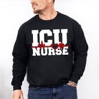 ICU Nurse Heartbeat Design - ICU Nurse Unisex Crewneck T-Shirt Sweatshirt Hoodie
