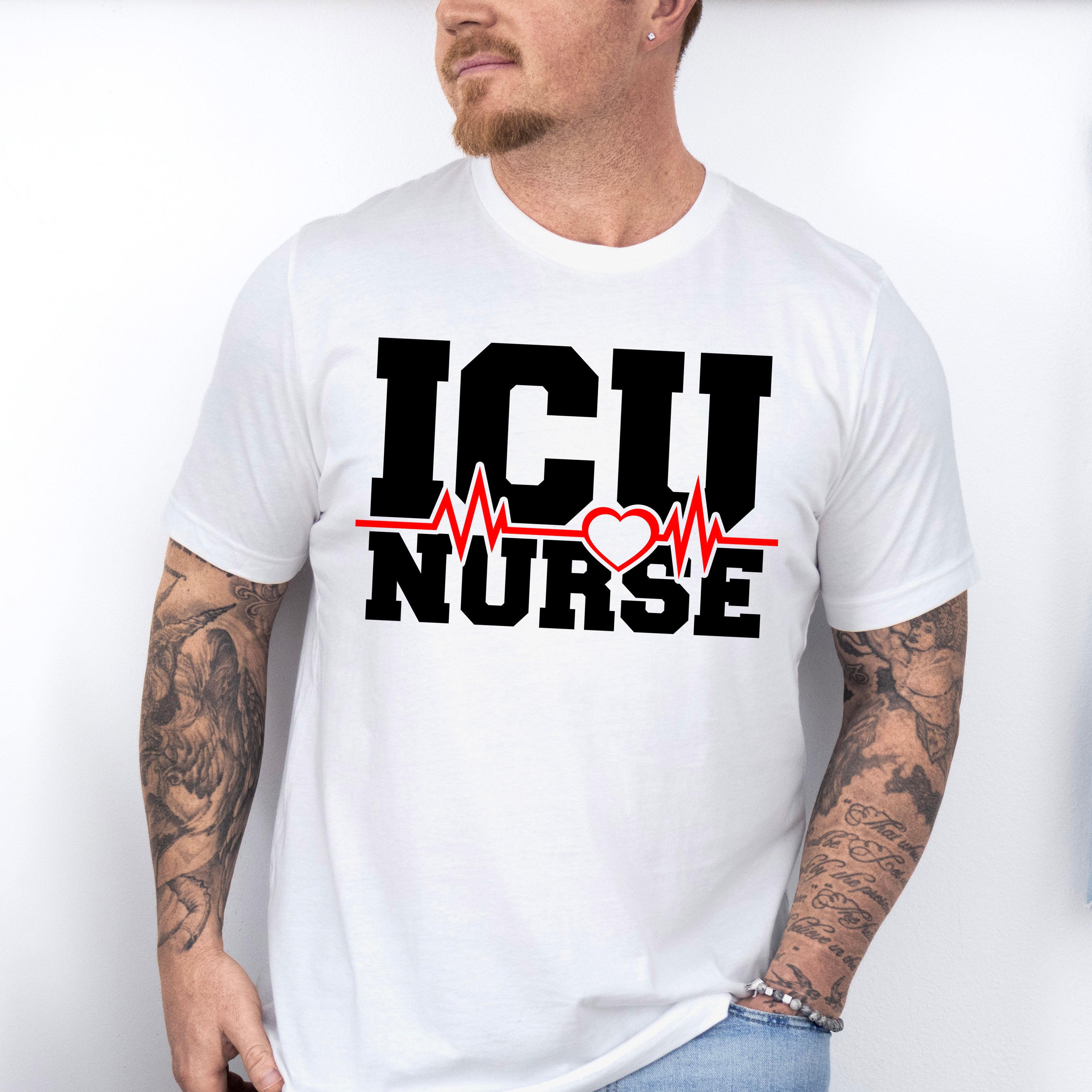 ICU Nurse Heartbeat Design - ICU Nurse Unisex Crewneck T-Shirt Sweatshirt Hoodie