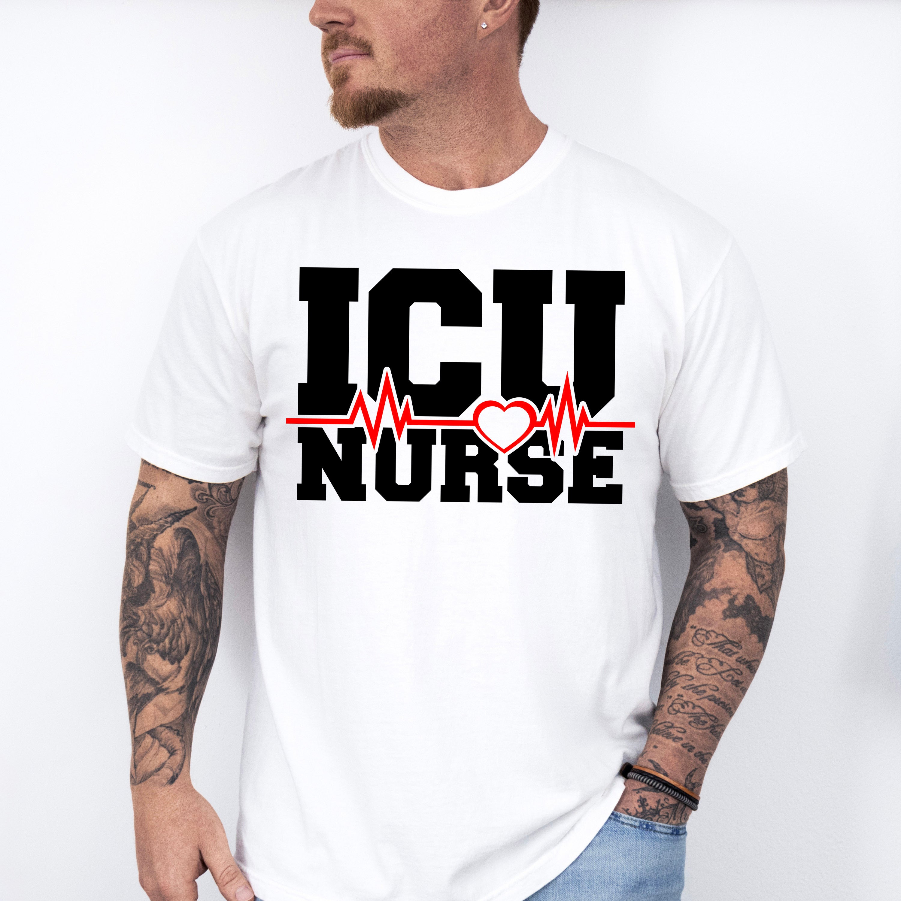 ICU Nurse Heartbeat Design - ICU Nurse Unisex Crewneck T-Shirt Sweatshirt Hoodie