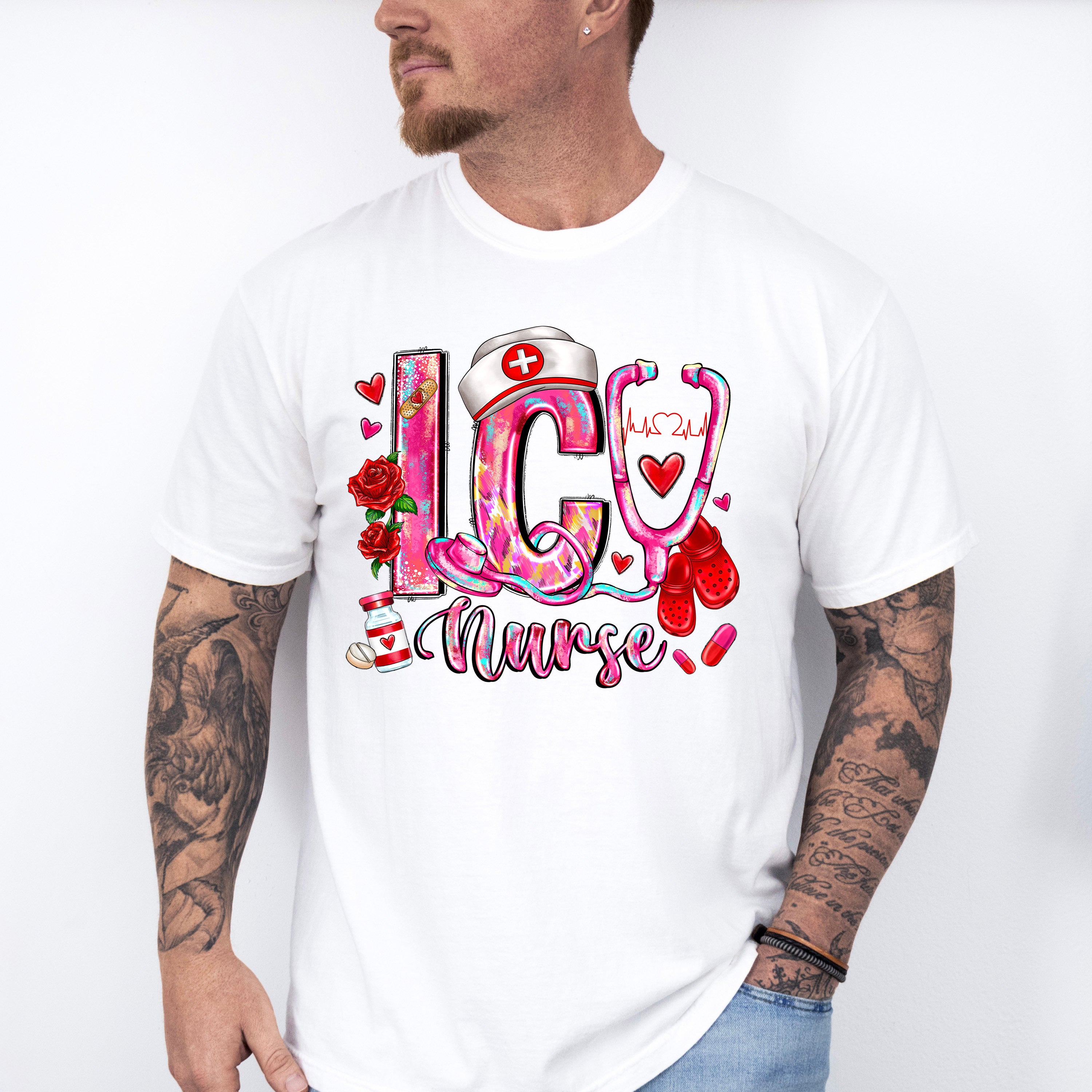 ICU Nurse Valentines Design - ICU Nurse Unisex Crewneck T-Shirt Sweatshirt Hoodie