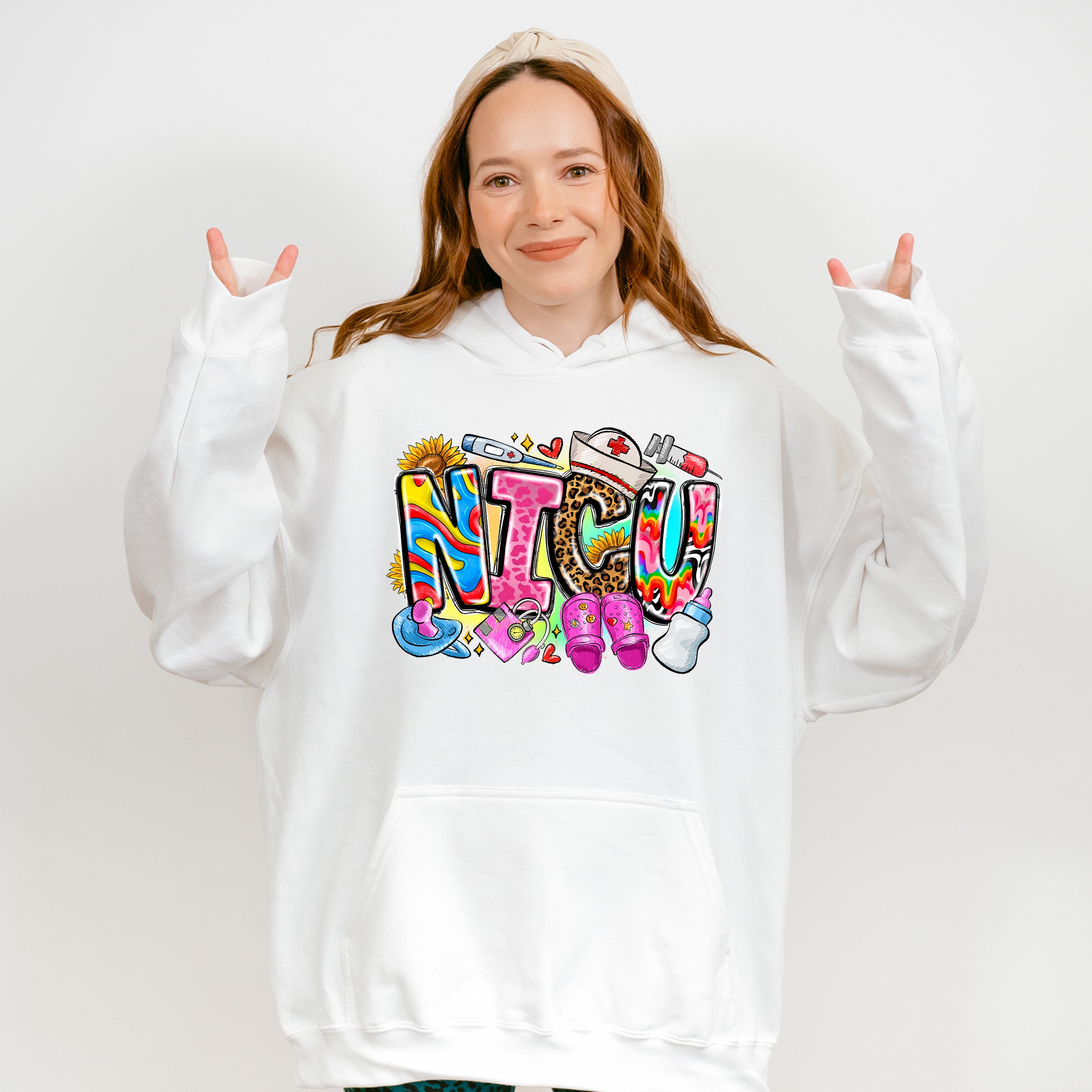 NICU Pacifier Sandals And Feeding Bottle Design - NICU Nurse Unisex Crewneck T-Shirt Sweatshirt Hoodie