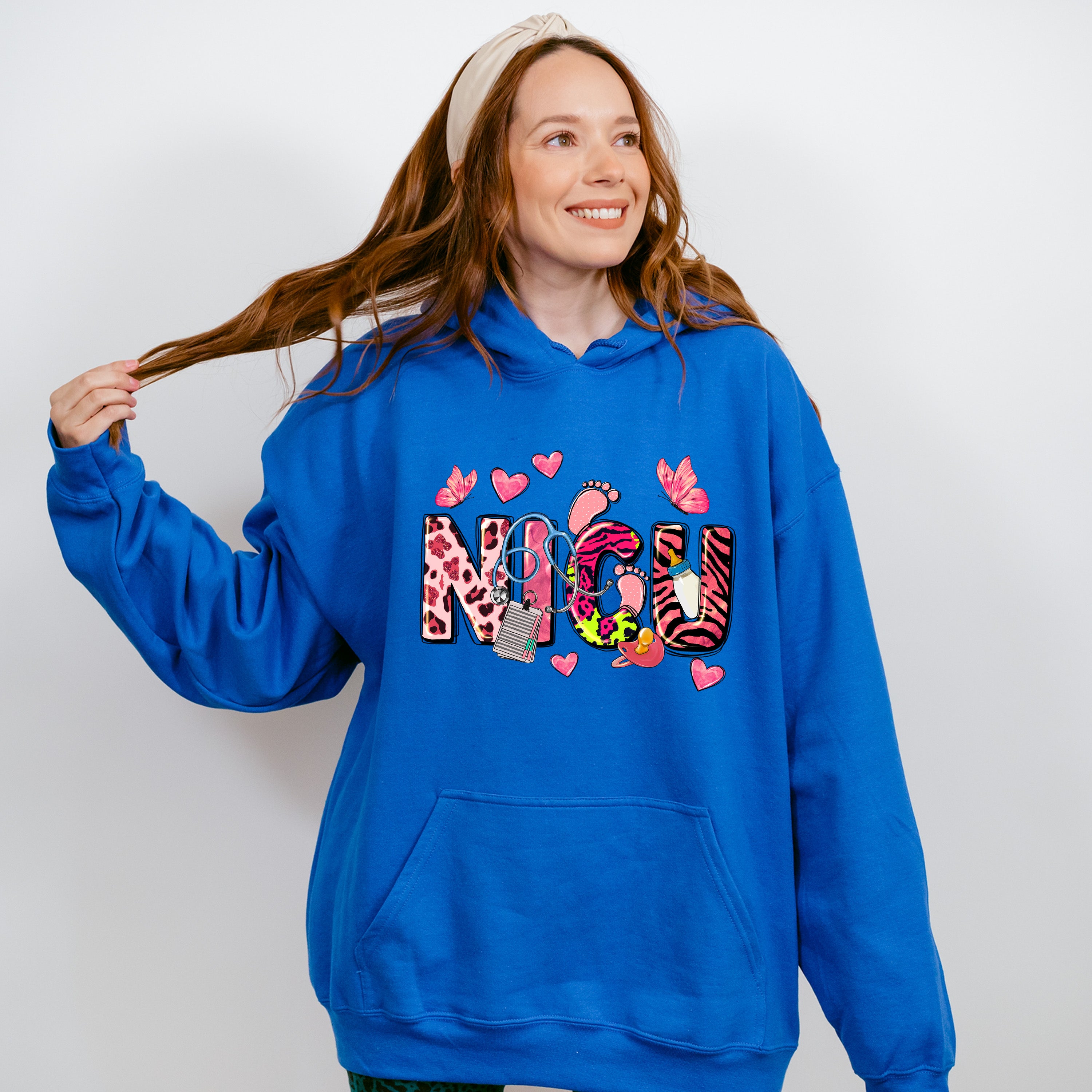 NICU Butterflies And Hearts Design - NICU Nurse Unisex Crewneck T-Shirt Sweatshirt Hoodie