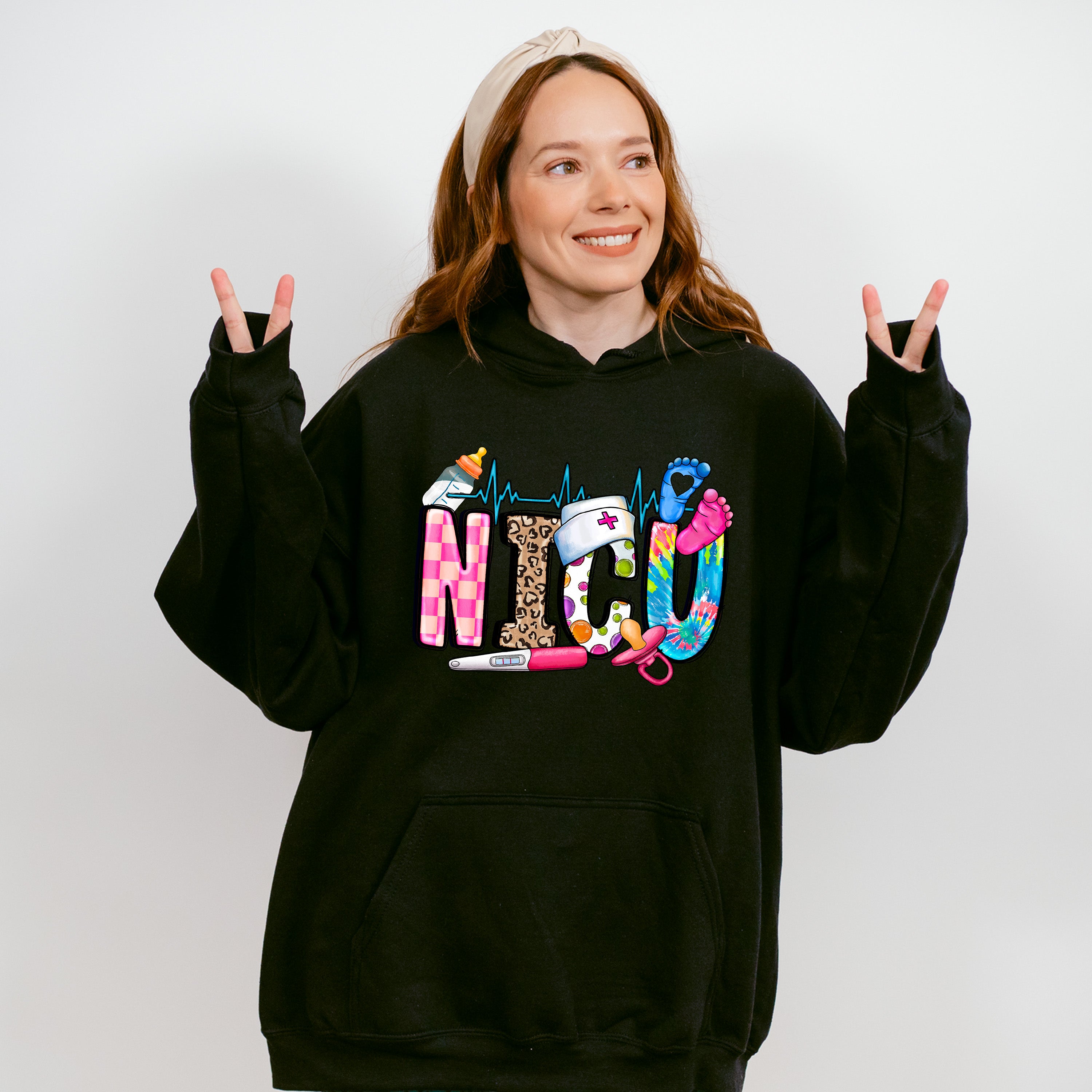 NICU Heartbeat Design - NICU Nurse Unisex Crewneck T-Shirt Sweatshirt Hoodie