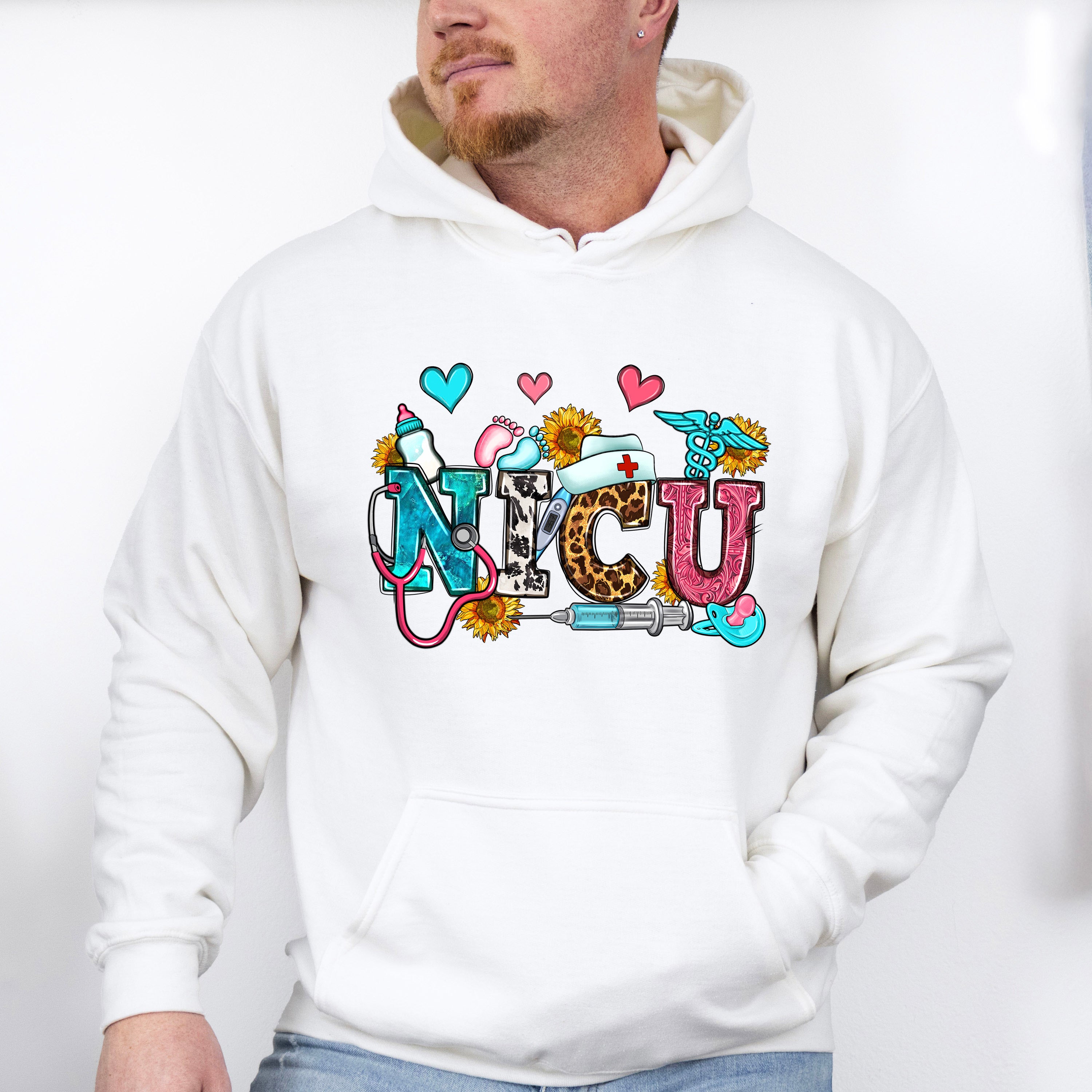 NICU Sunflowers Design - NICU Nurse Unisex Crewneck T-Shirt Sweatshirt Hoodie