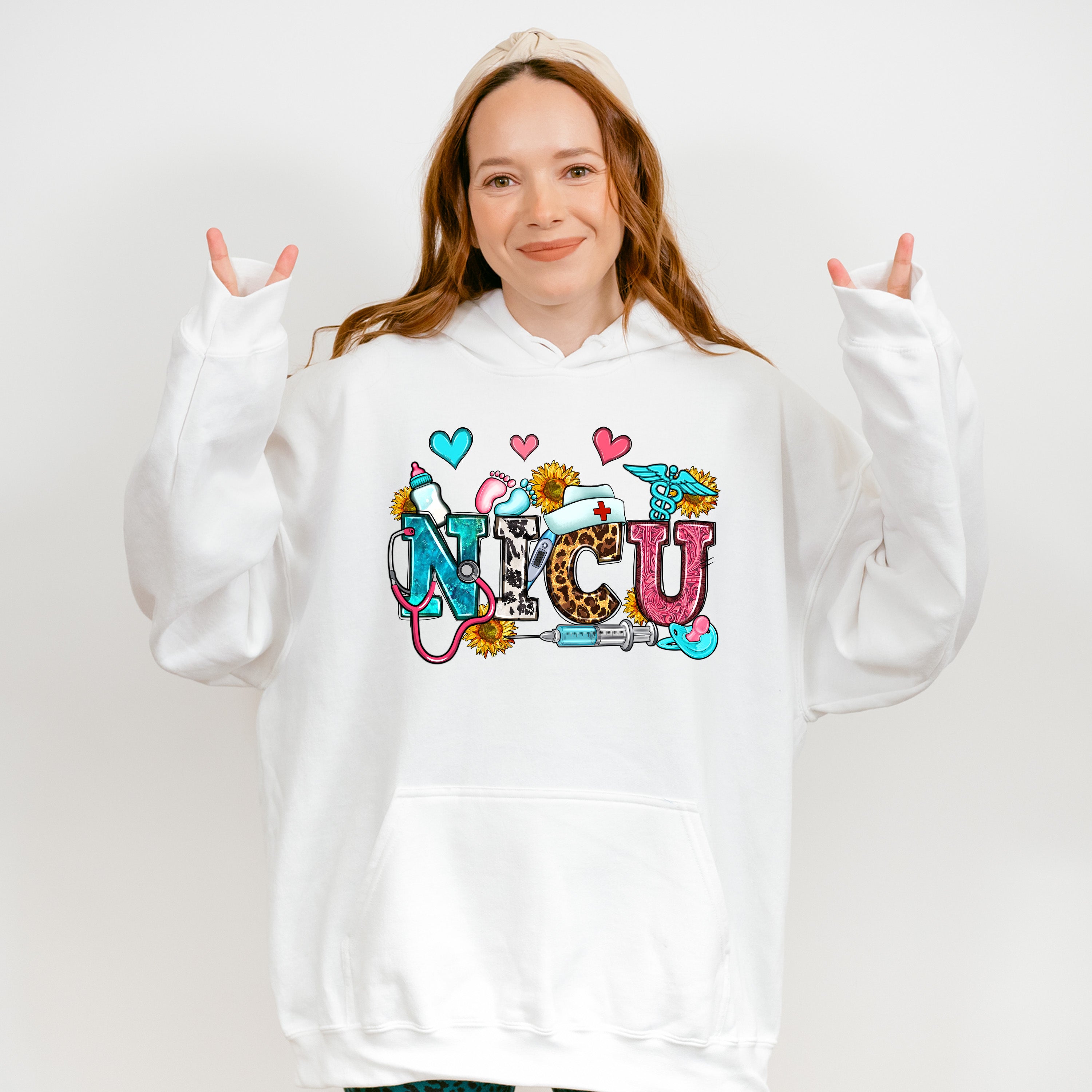 NICU Sunflowers Design - NICU Nurse Unisex Crewneck T-Shirt Sweatshirt Hoodie