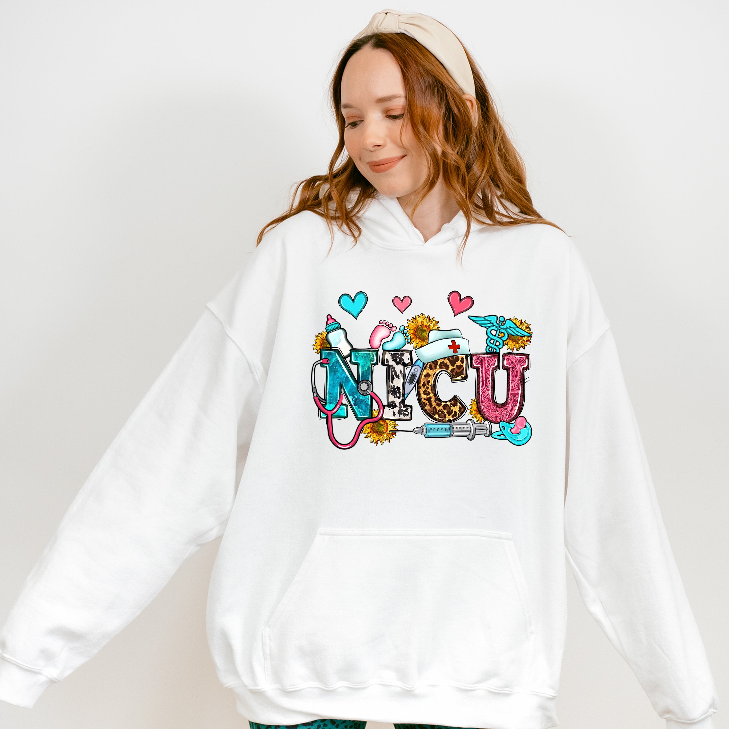 NICU Sunflowers Design - NICU Nurse Unisex Crewneck T-Shirt Sweatshirt Hoodie