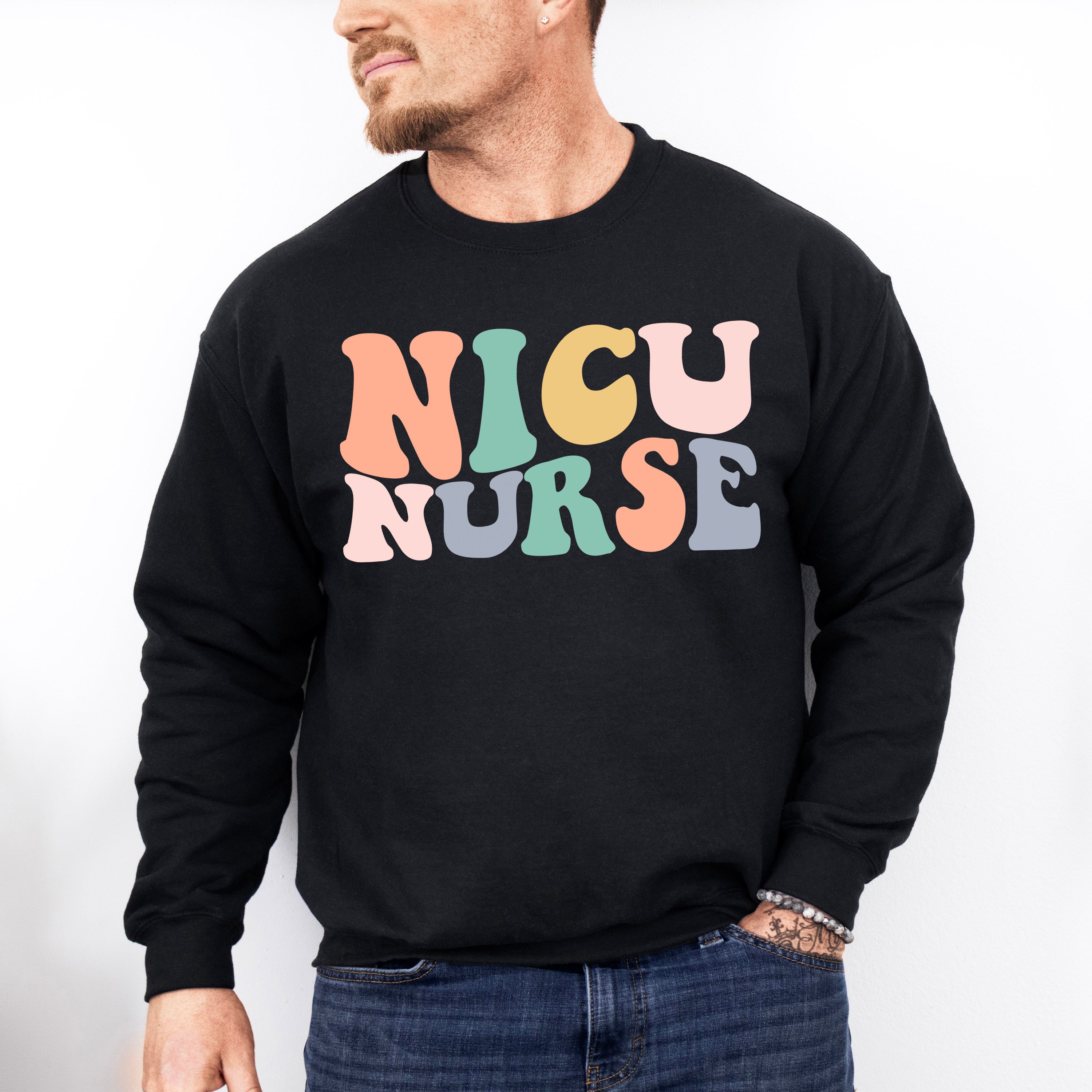 Groovy NICU Nurse Design - NICU Nurse Unisex Crewneck T-Shirt Sweatshirt Hoodie