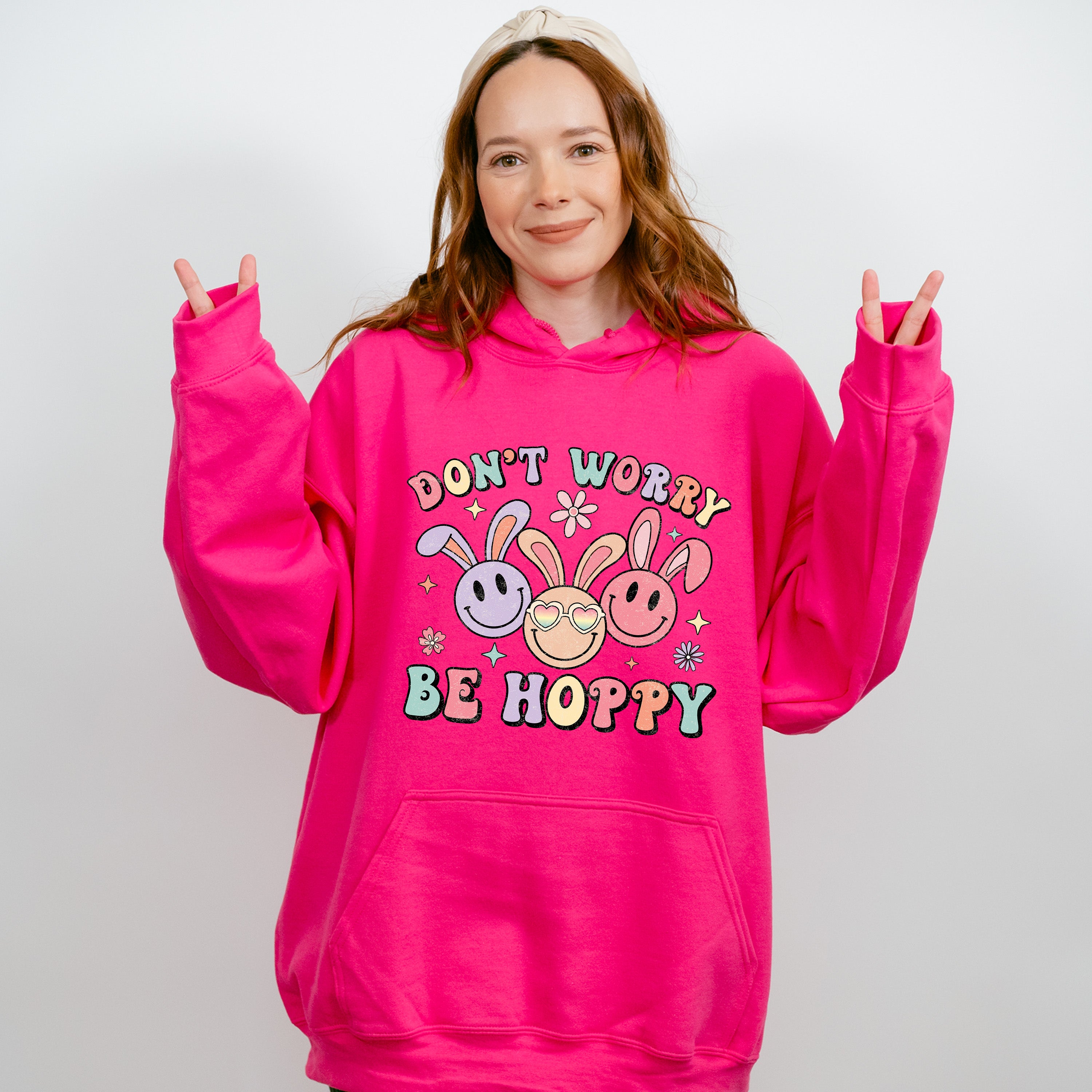 Don't Worry Be Hoppy Smiley - Easter Day Unisex Crewneck T-Shirt Sweatshirt Hoodie