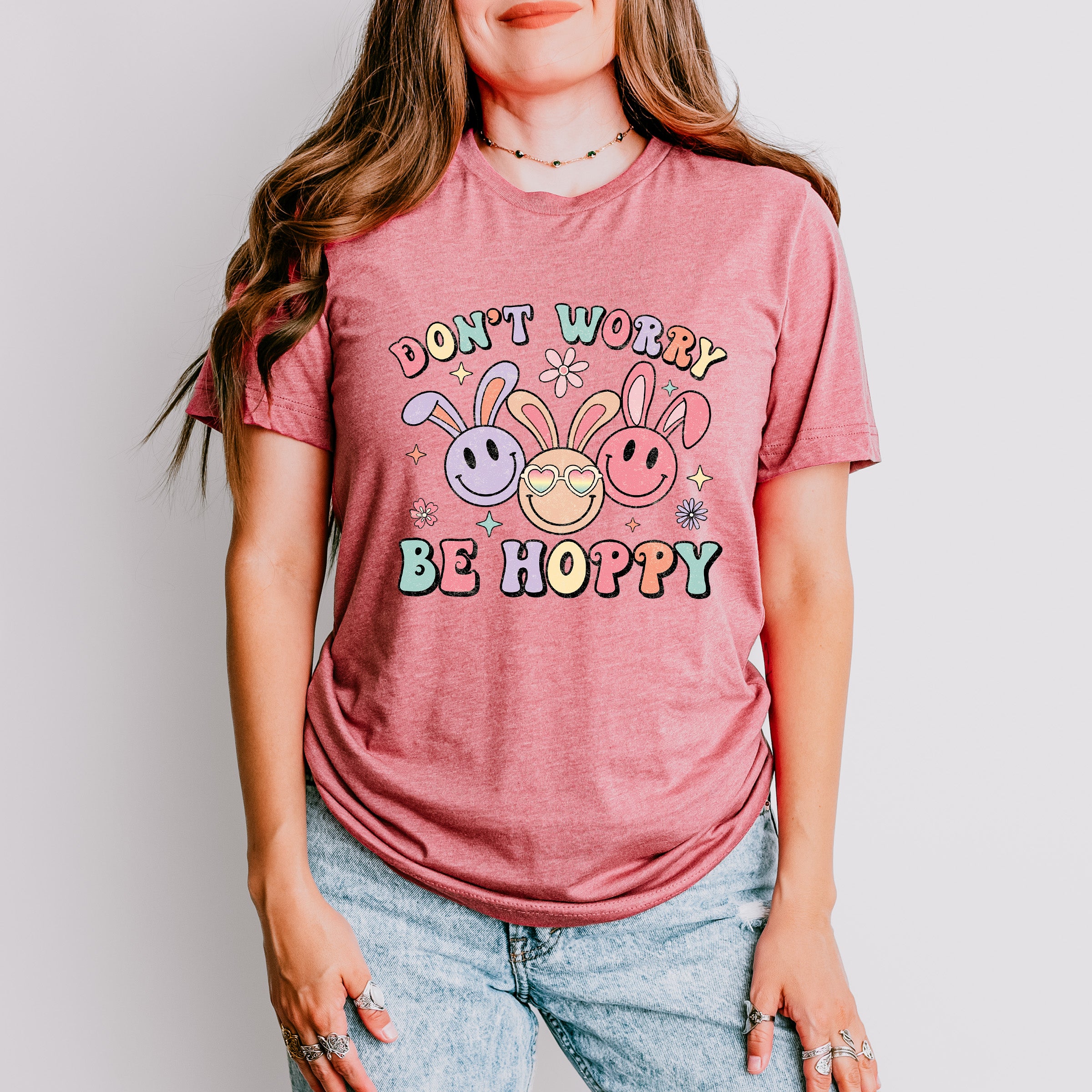Don't Worry Be Hoppy Smiley - Easter Day Unisex Crewneck T-Shirt Sweatshirt Hoodie