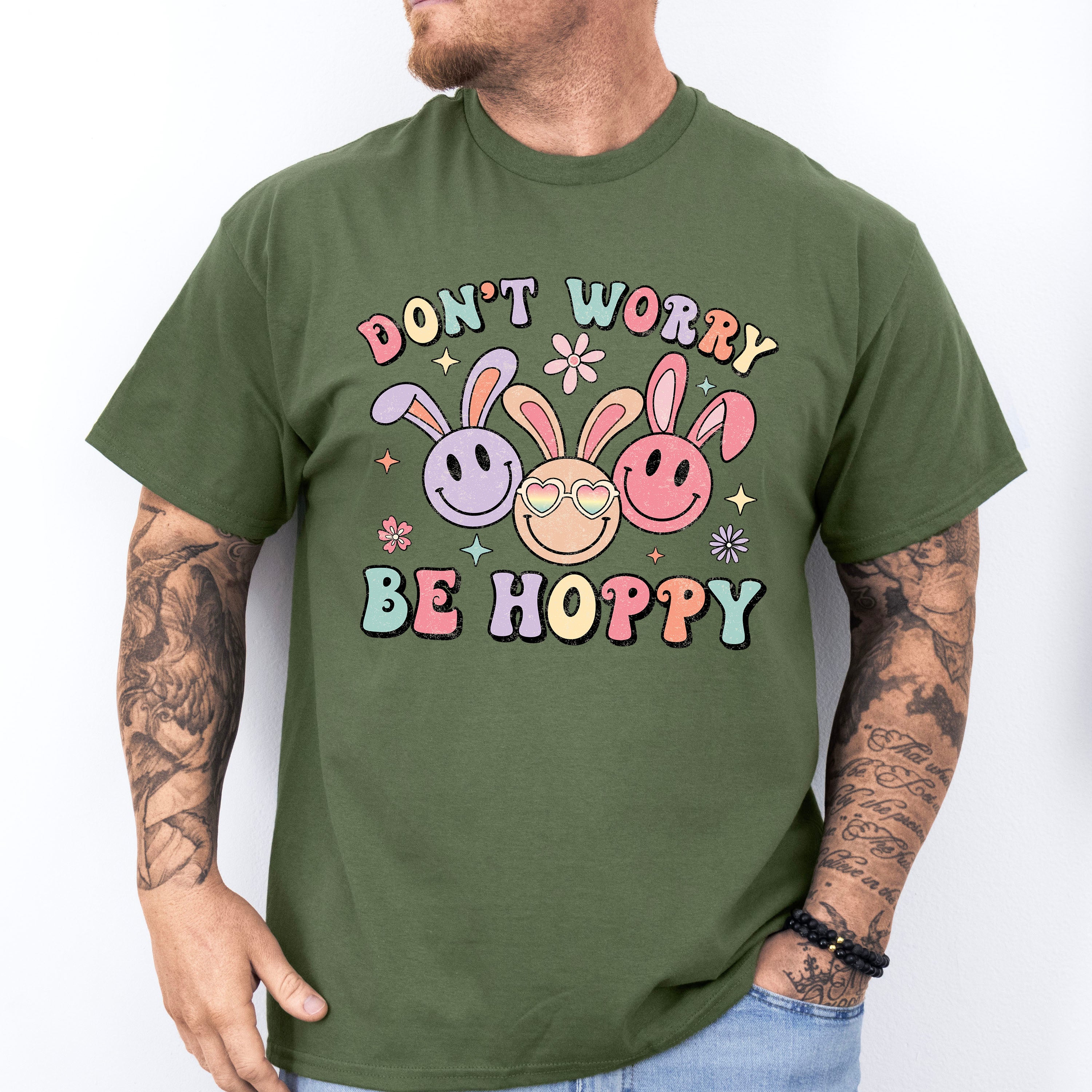Don't Worry Be Hoppy Smiley - Easter Day Unisex Crewneck T-Shirt Sweatshirt Hoodie