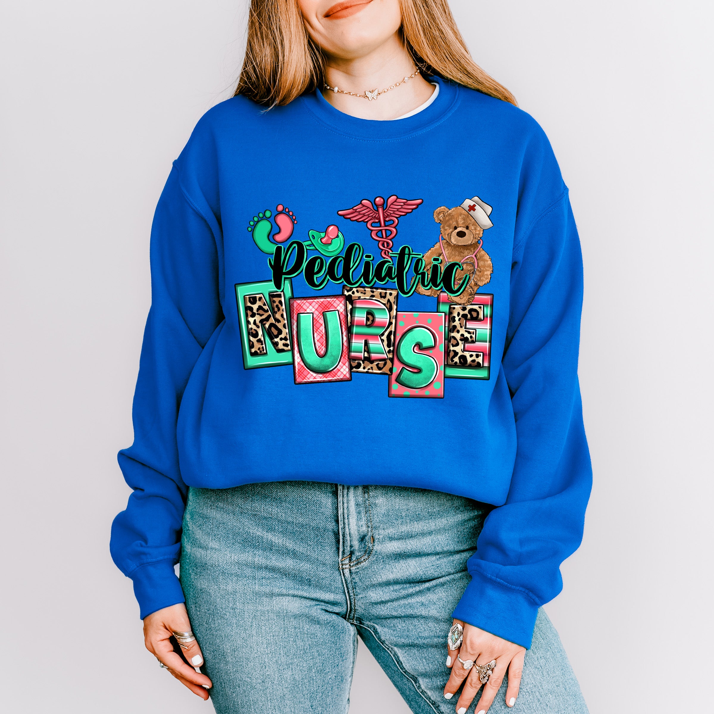 Pediatric Nurse Teddy Bear Design - Pediatric Nurse Unisex Crewneck T-Shirt Sweatshirt Hoodie