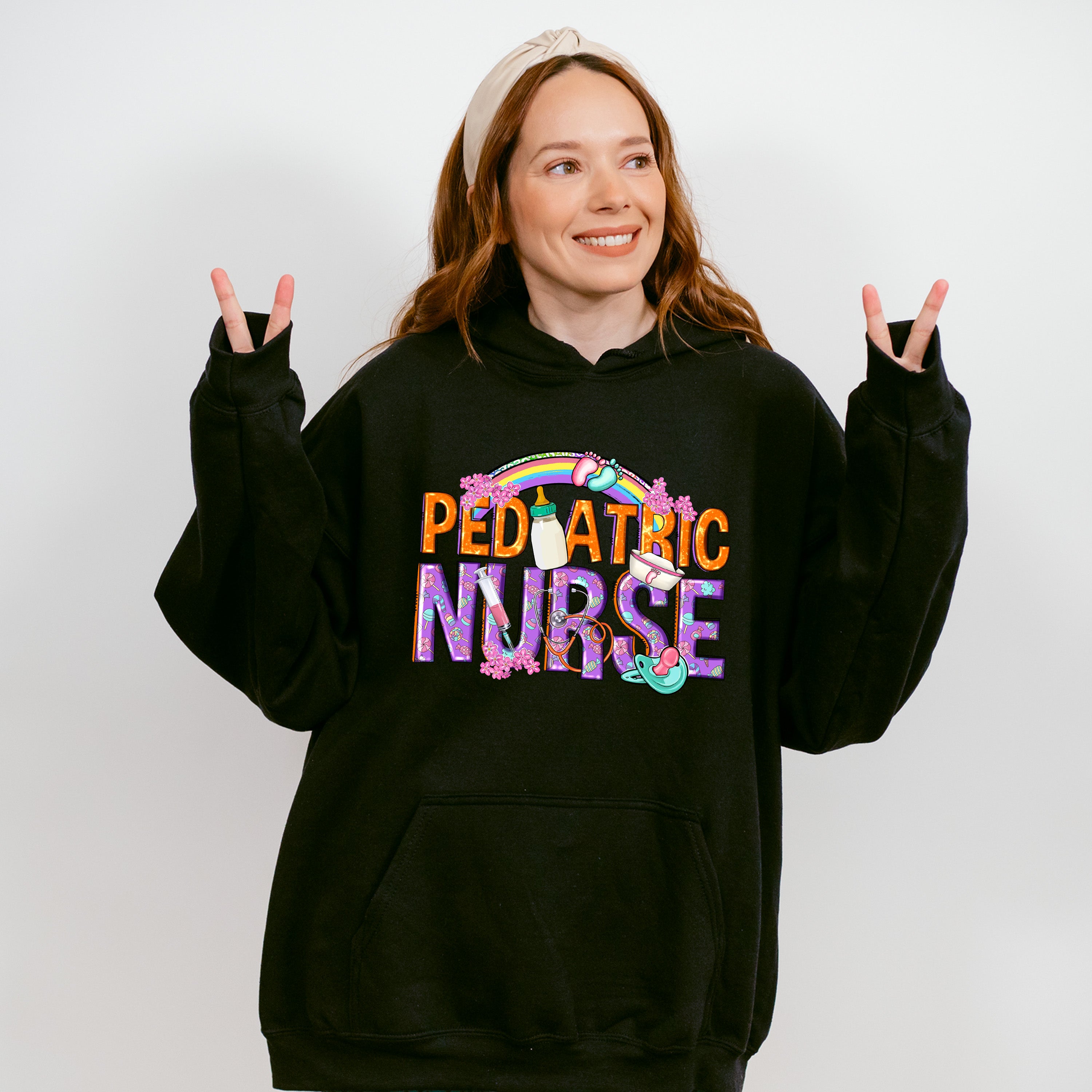 Pediatric Nurse Rainbow Design - Pediatric Nurse Unisex Crewneck T-Shirt Sweatshirt Hoodie
