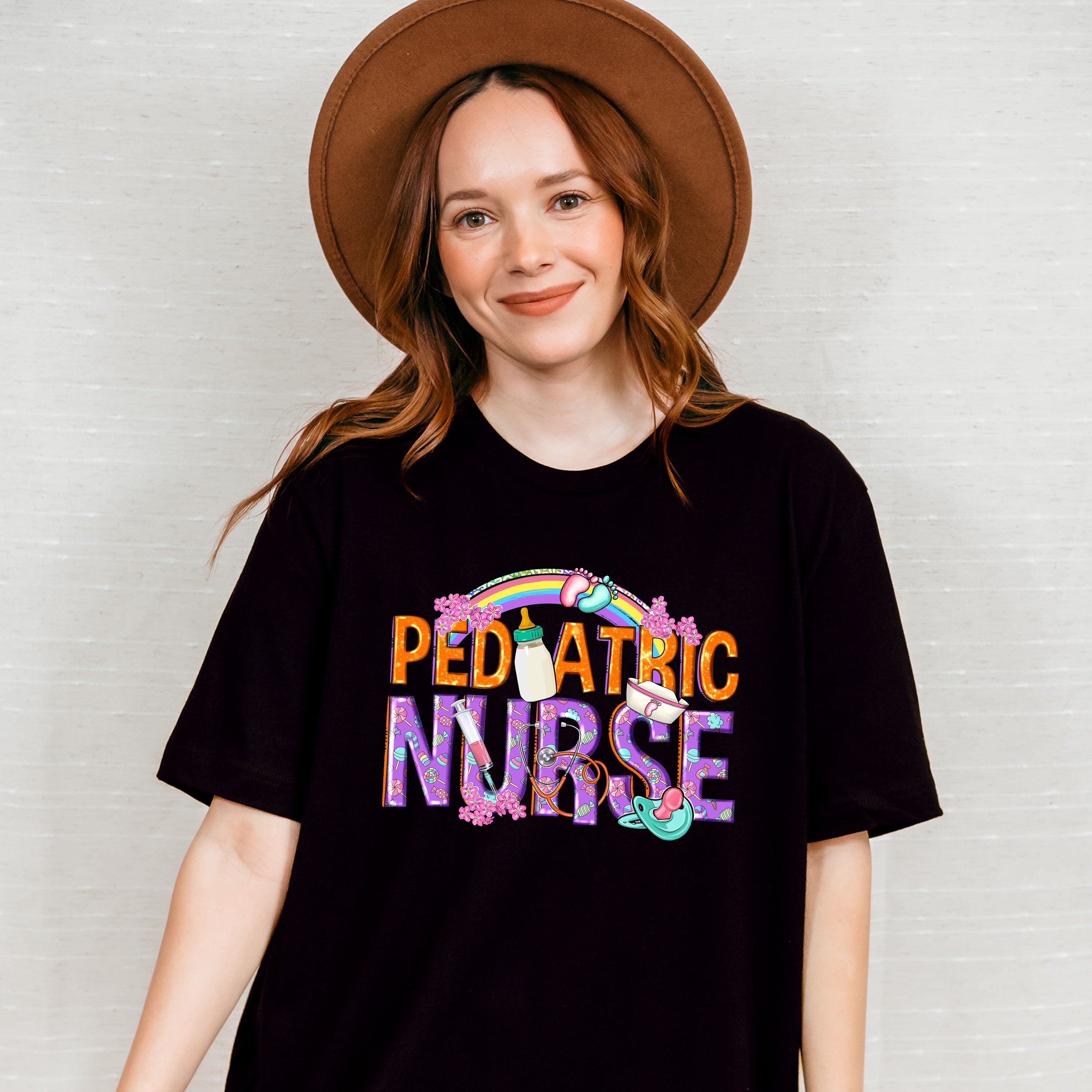 Pediatric Nurse Rainbow Design - Pediatric Nurse Unisex Crewneck T-Shirt Sweatshirt Hoodie