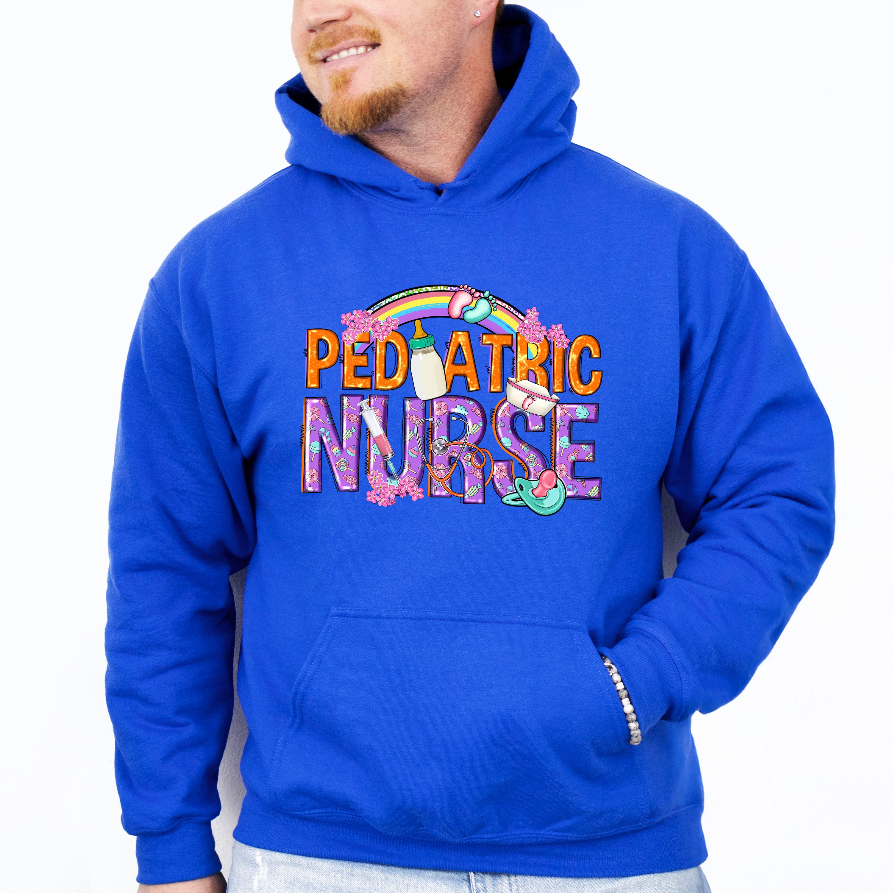 Pediatric Nurse Rainbow Design - Pediatric Nurse Unisex Crewneck T-Shirt Sweatshirt Hoodie