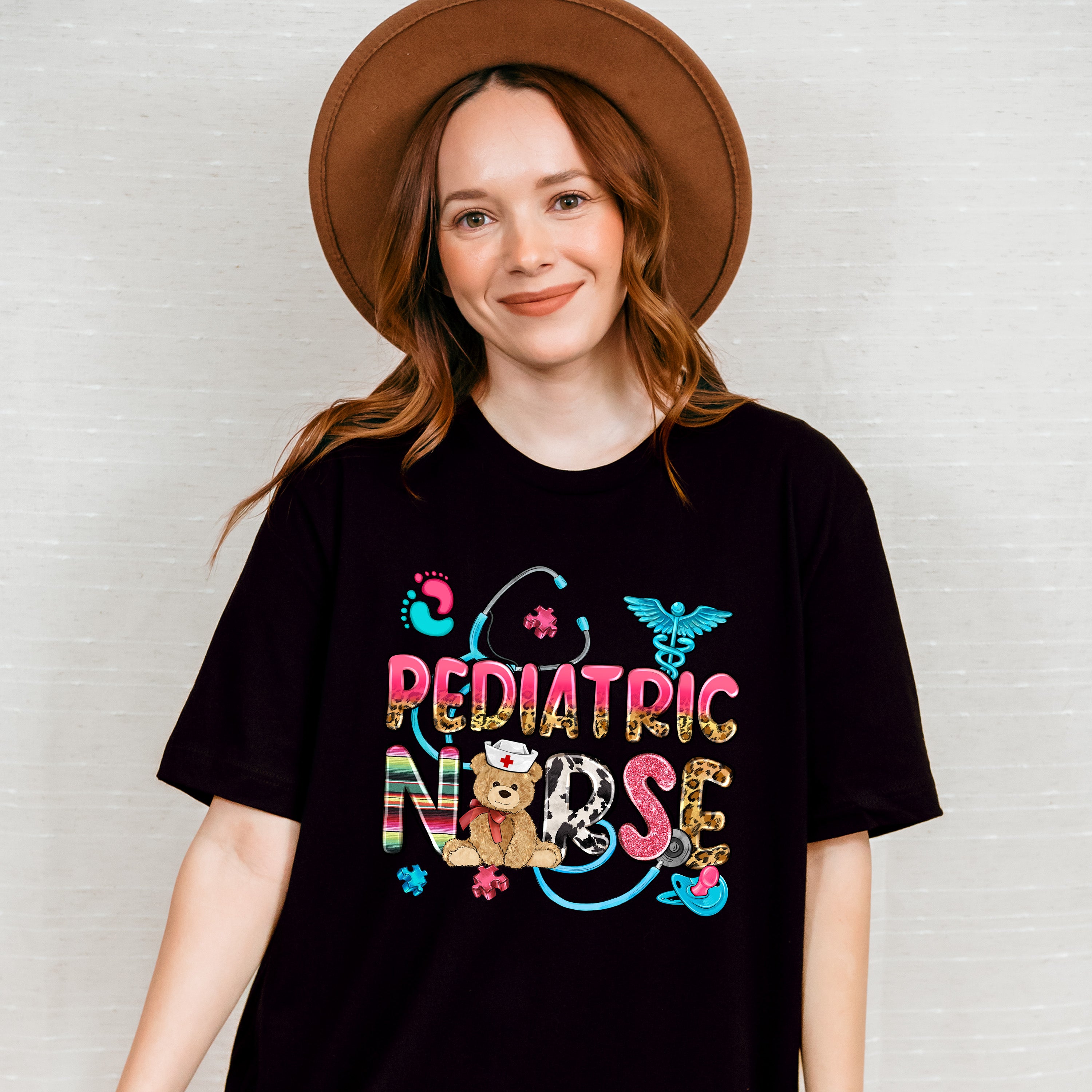 Pediatric Stethoscope Teddy Bear Design - Pediatric Nurse Unisex Crewneck T-Shirt Sweatshirt Hoodie