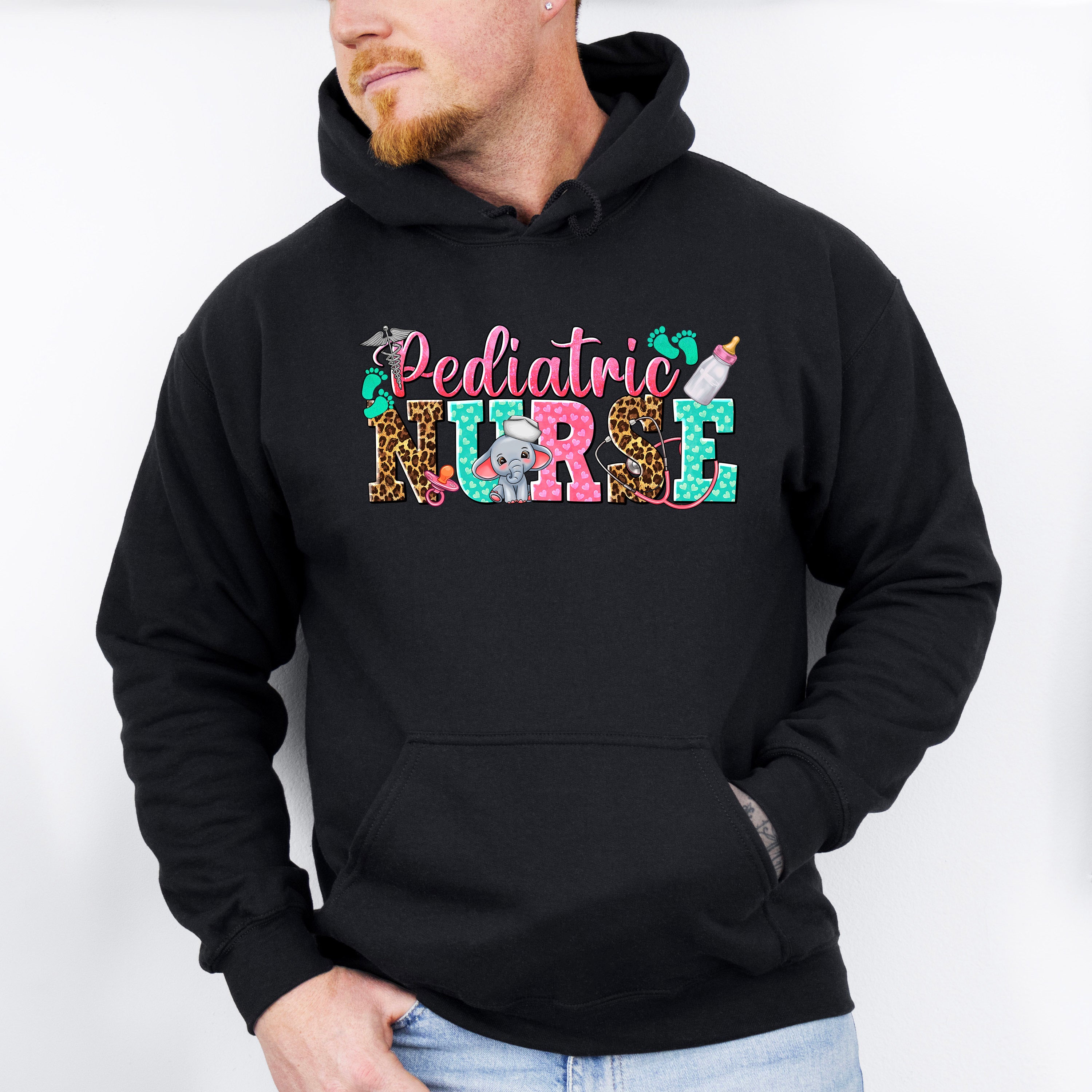 Pediatric Nurse Tiny Elephant Design - Pediatric Nurse Unisex Crewneck T-Shirt Sweatshirt Hoodie