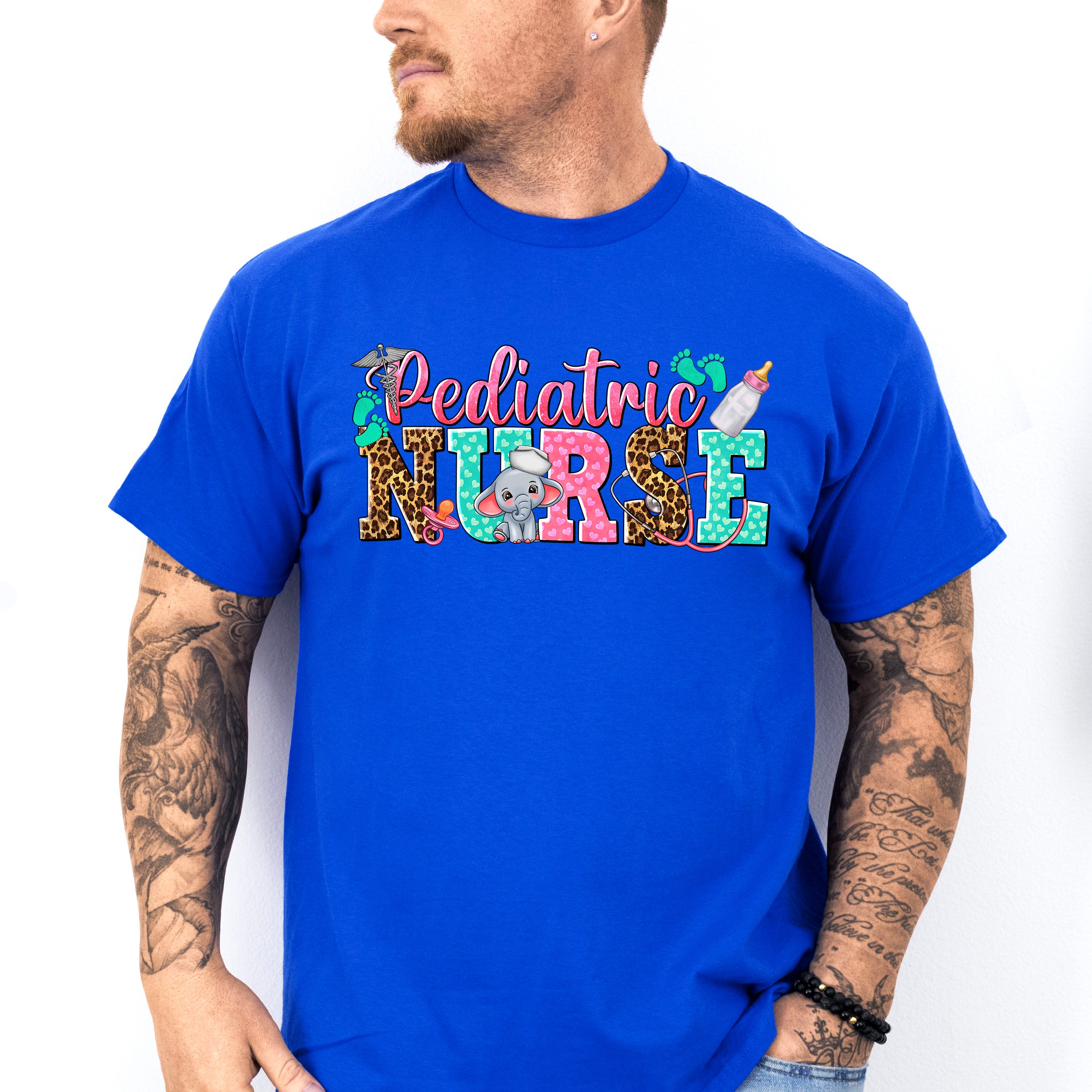 Pediatric Nurse Tiny Elephant Design - Pediatric Nurse Unisex Crewneck T-Shirt Sweatshirt Hoodie