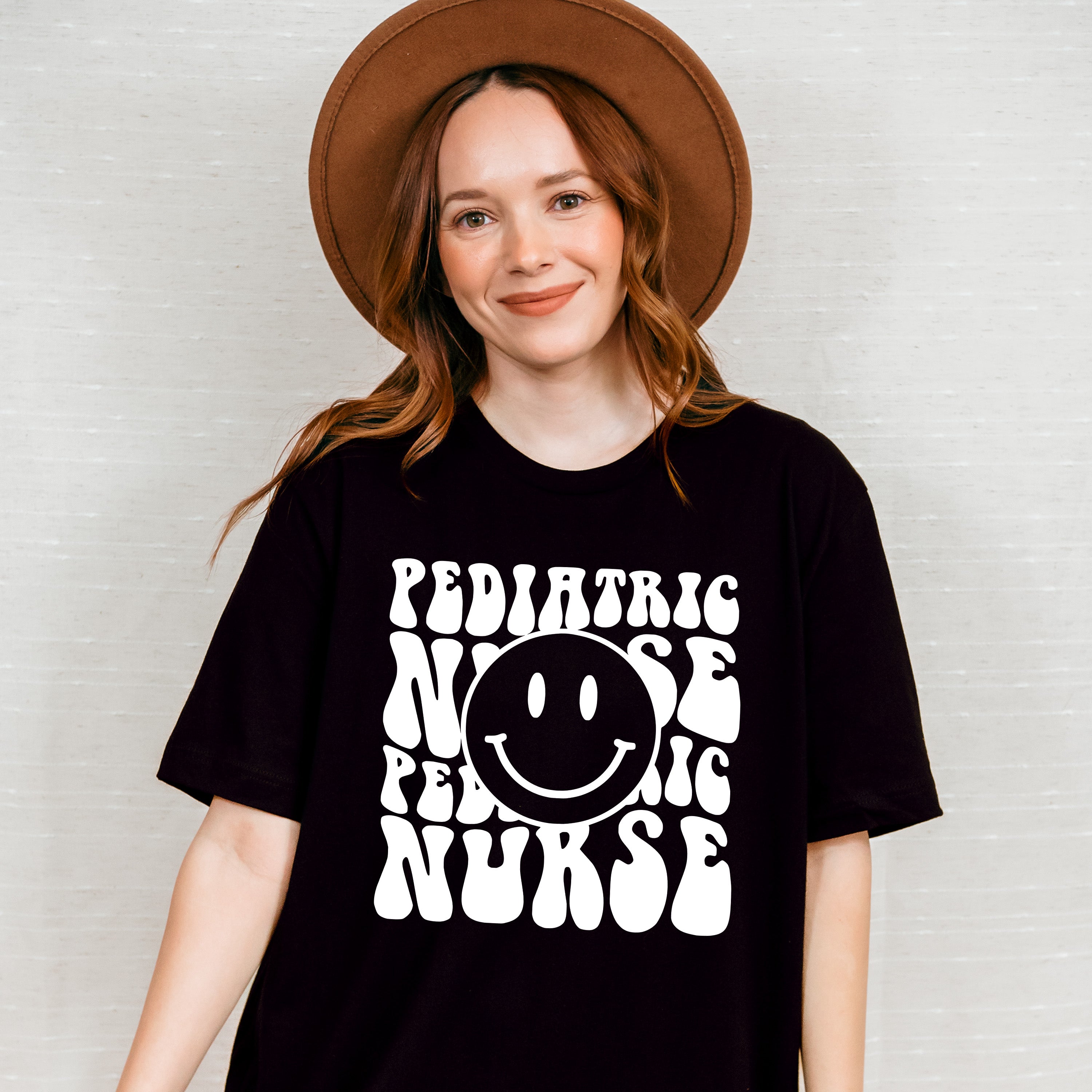 Pediatric Nurse Smiley Design - Pediatric Nurse Unisex Crewneck T-Shirt Sweatshirt Hoodie