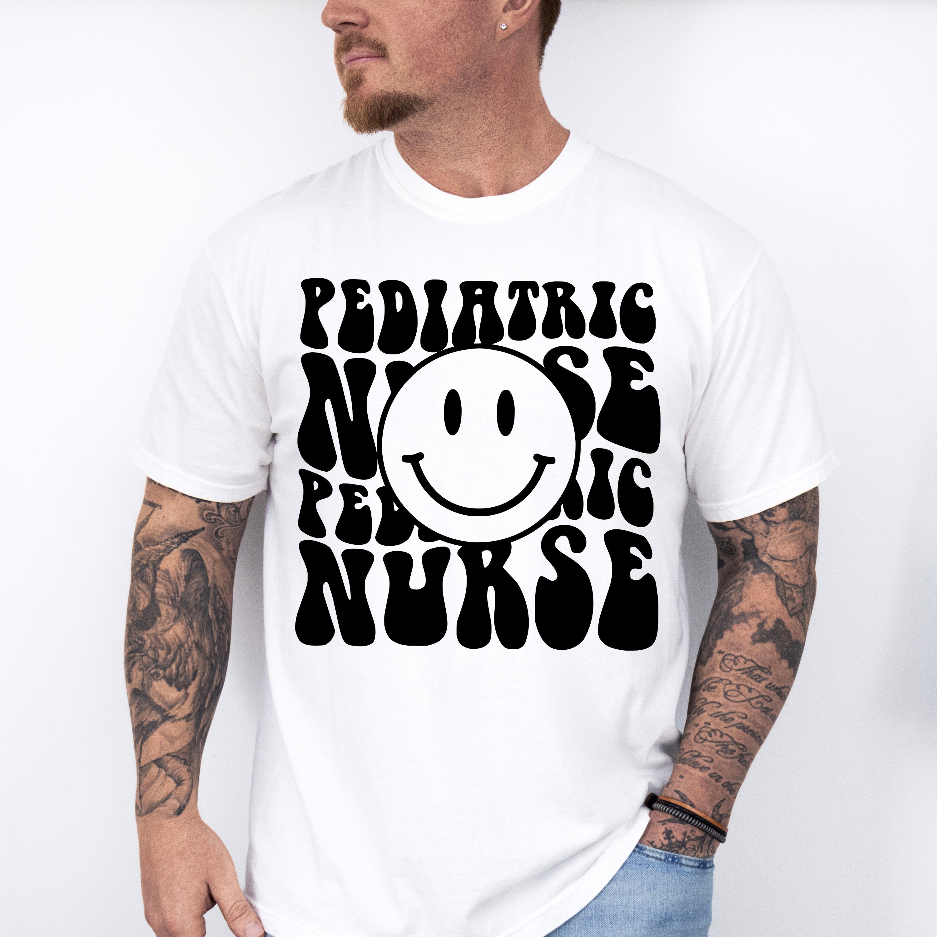 Pediatric Nurse Smiley Design - Pediatric Nurse Unisex Crewneck T-Shirt Sweatshirt Hoodie