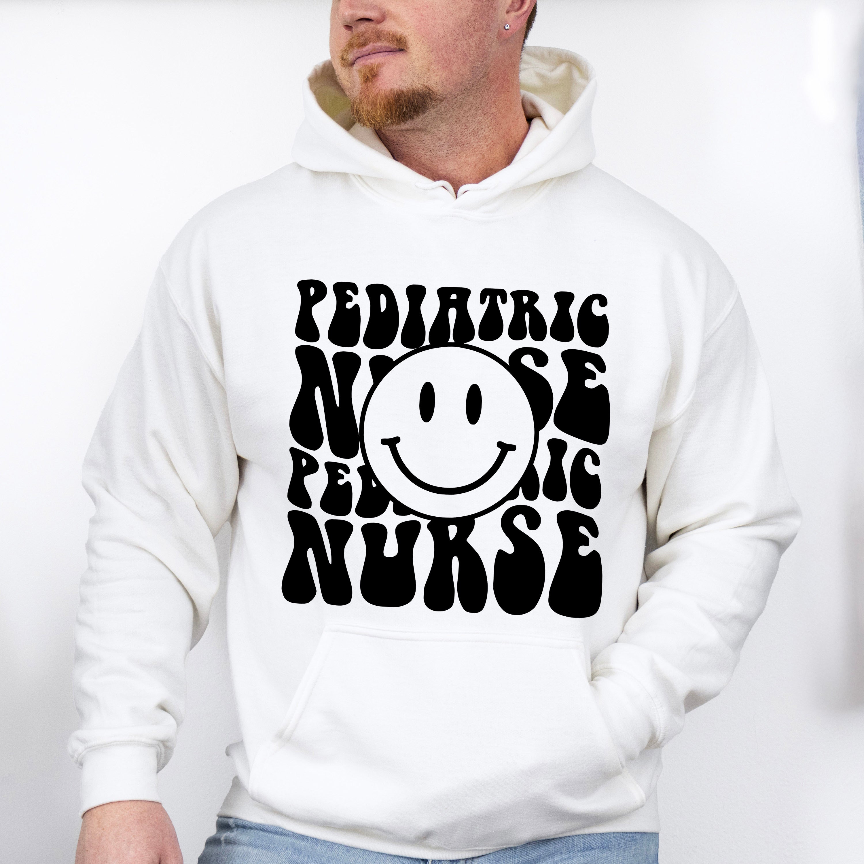 Pediatric Nurse Smiley Design - Pediatric Nurse Unisex Crewneck T-Shirt Sweatshirt Hoodie