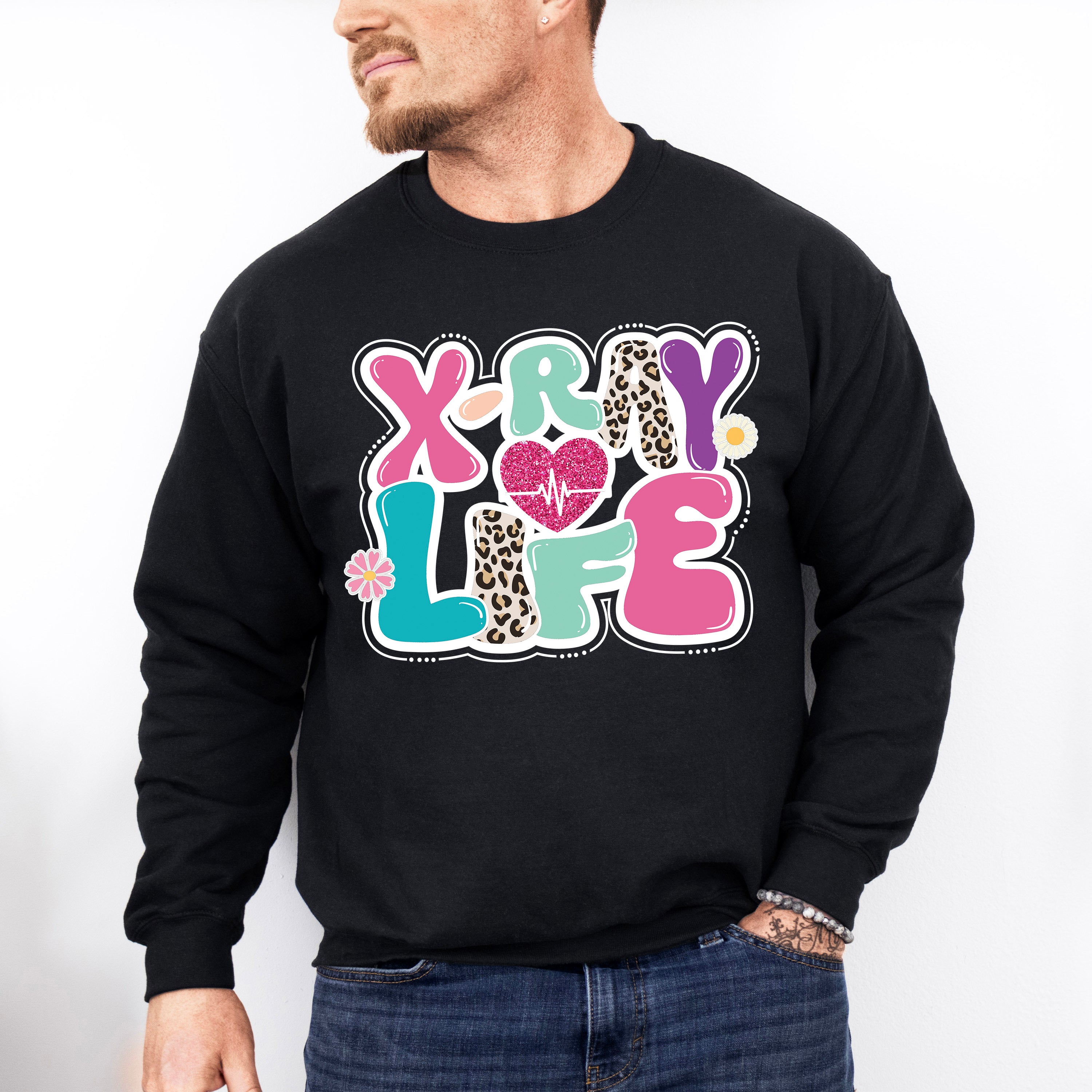 X-Ray Life Heartbeat Design - Radiology Unisex Crewneck T-Shirt Sweatshirt Hoodie