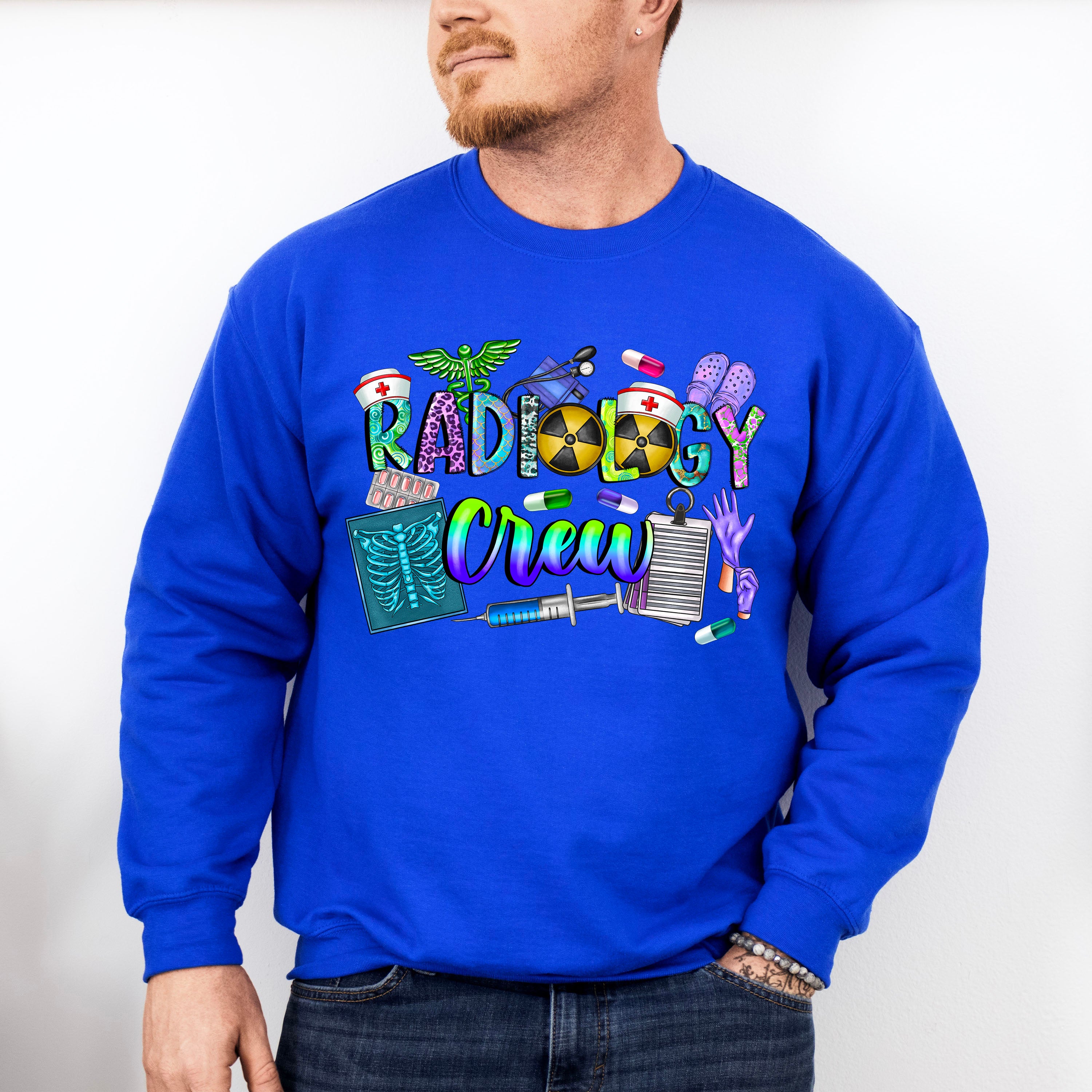 Radiology Crew Doodles Design - Radiology Unisex Crewneck T-Shirt Sweatshirt Hoodie