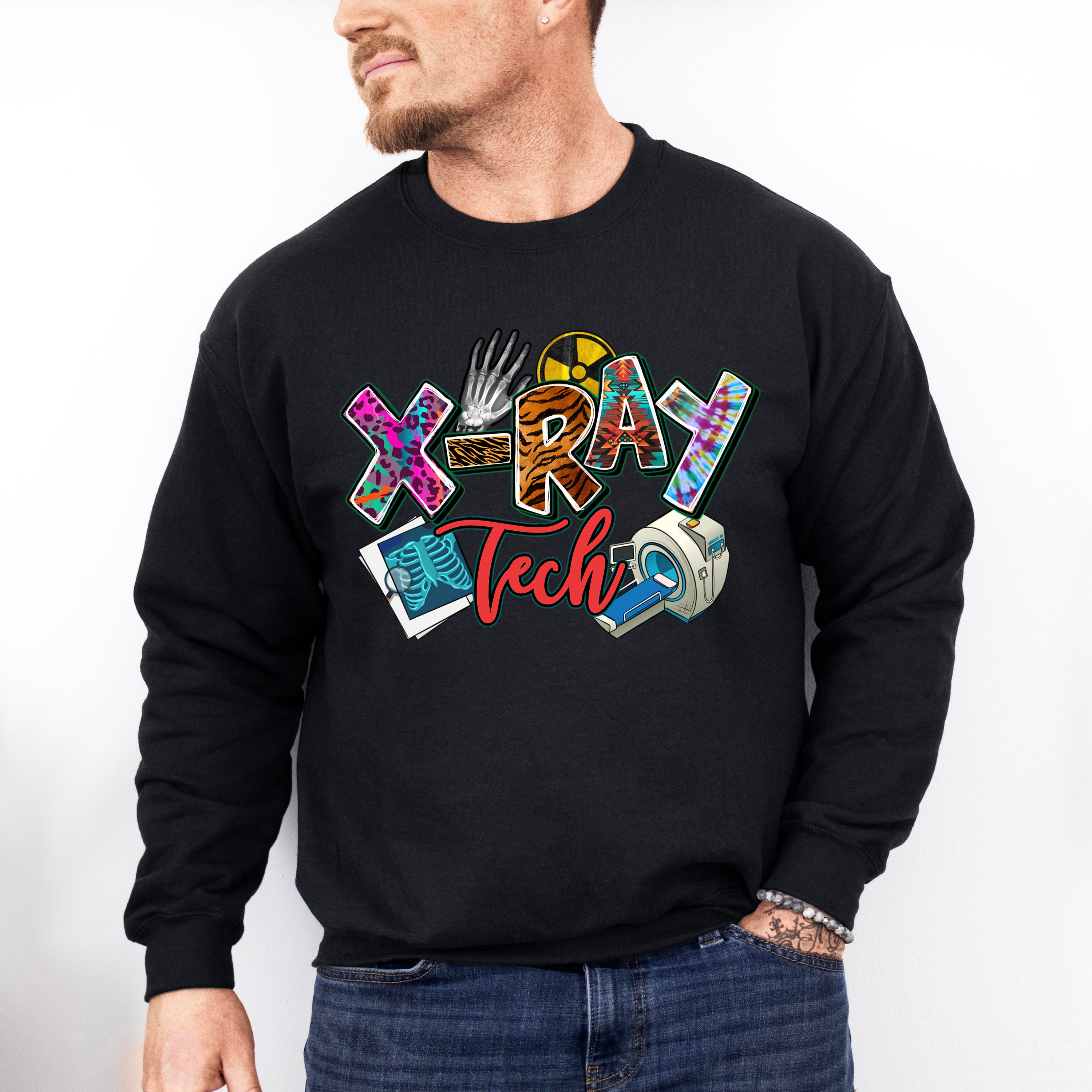 X-Ray Tech Doodles Design - Radiology Unisex Crewneck T-Shirt Sweatshirt Hoodie