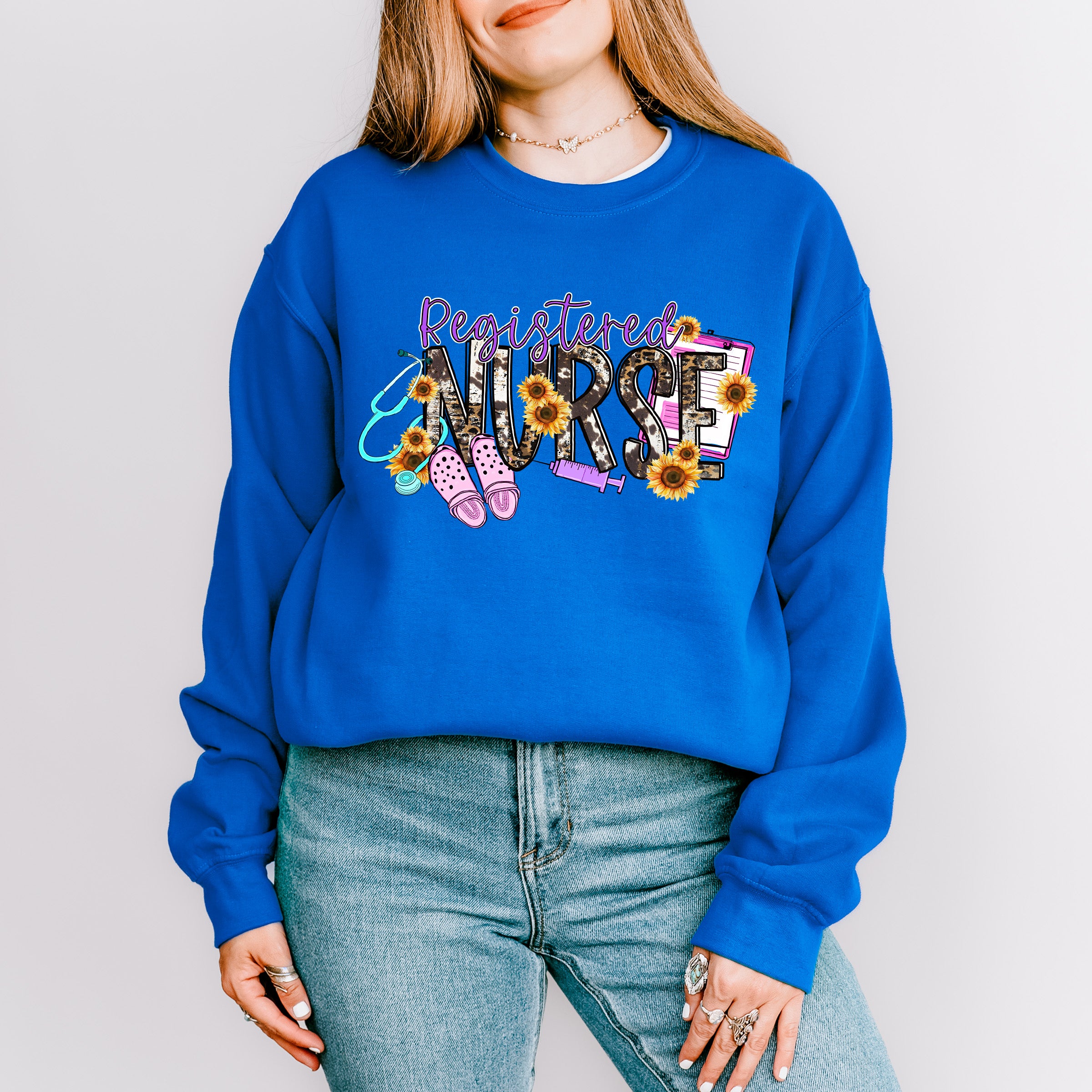 Registered Nurse Sunflower Design - Registered Nurse Unisex Crewneck T-Shirt Sweatshirt Hoodie