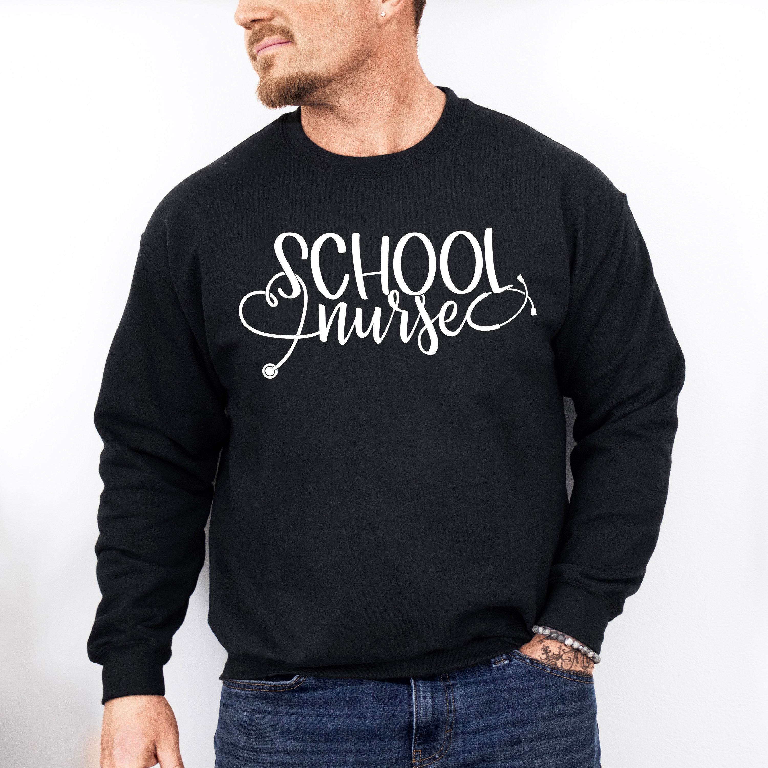 School Nurse Cursive Design - School Nurse Unisex Crewneck T-Shirt Sweatshirt Hoodie