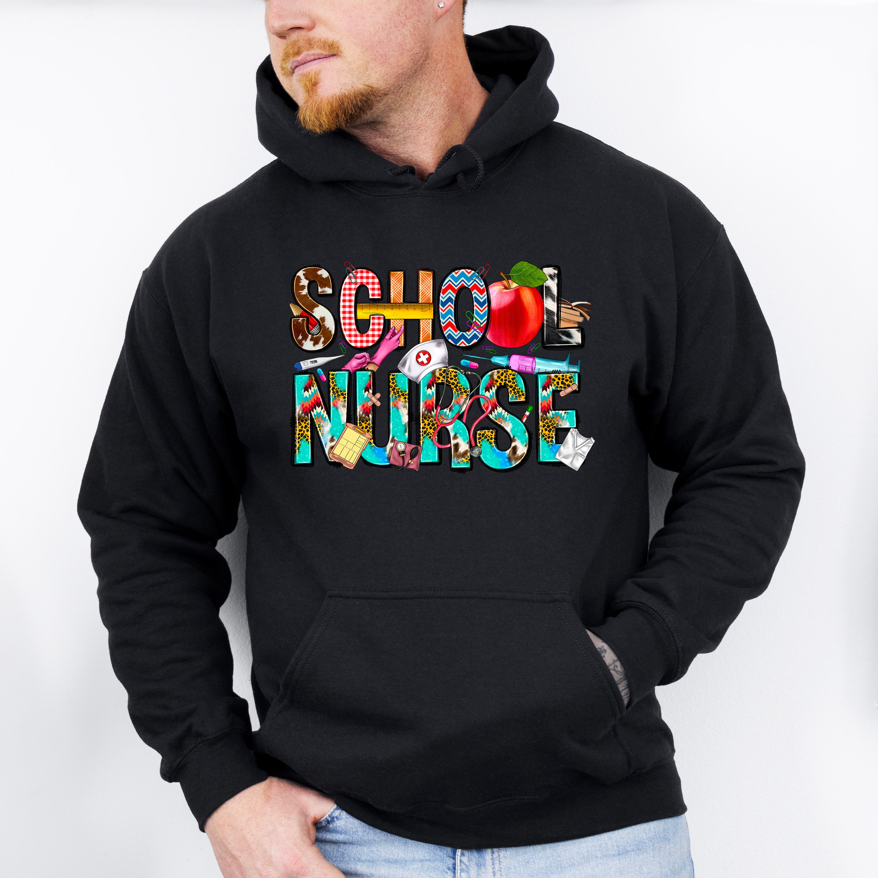 School Nurse Doodles Design - School Nurse Unisex Crewneck T-Shirt Sweatshirt Hoodie