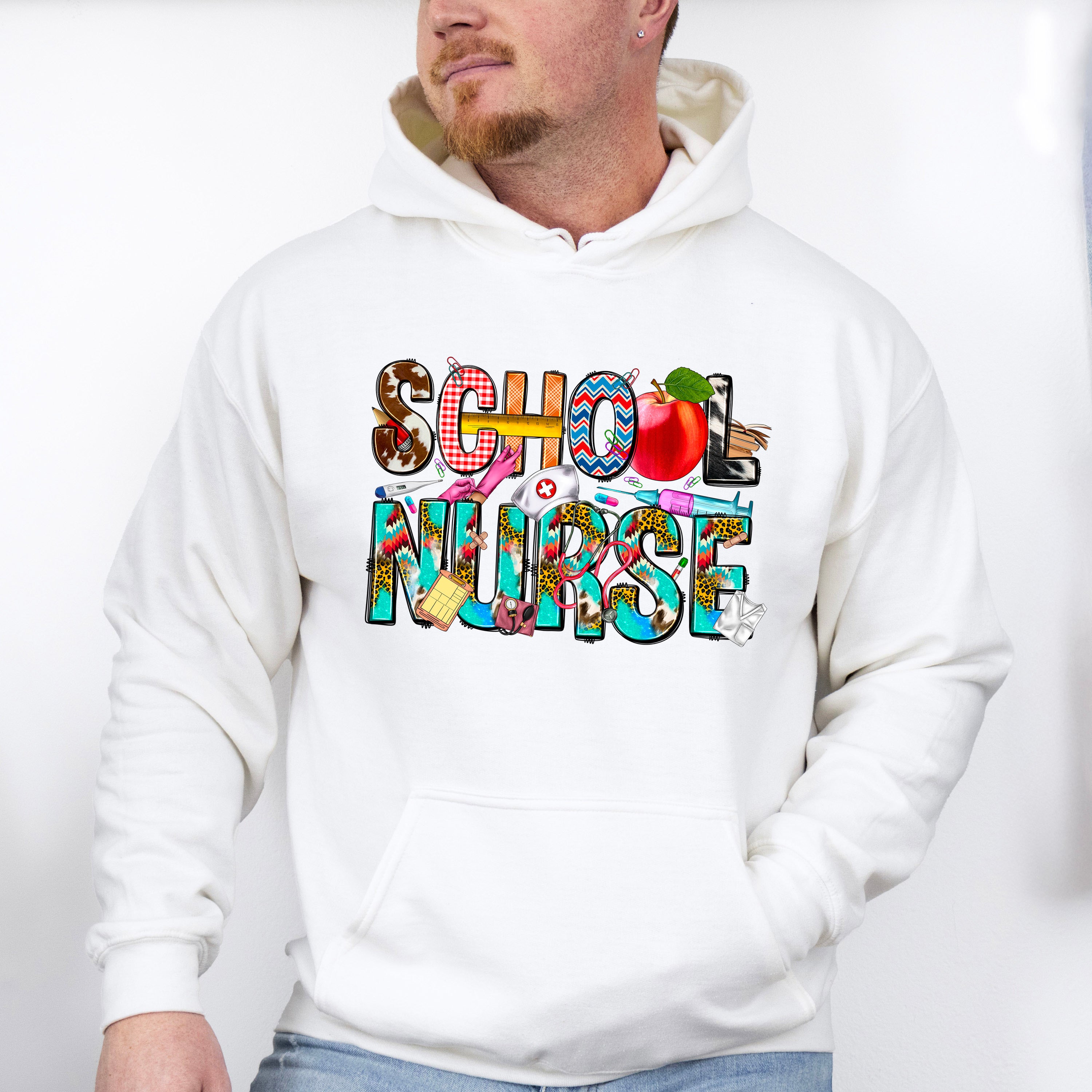 School Nurse Doodles Design - School Nurse Unisex Crewneck T-Shirt Sweatshirt Hoodie