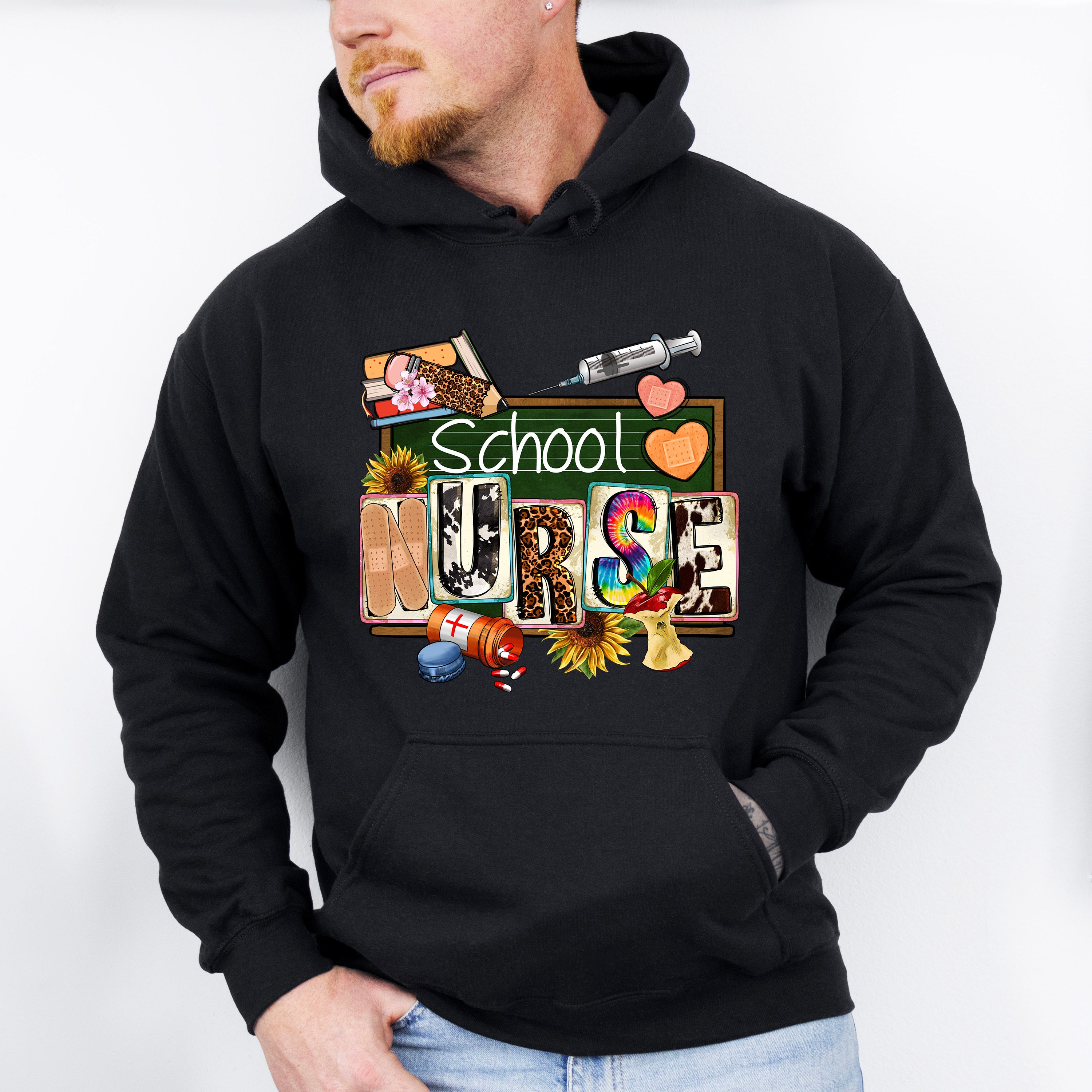 School Nurse Blackboard Design - School Nurse Unisex Crewneck T-Shirt Sweatshirt Hoodie