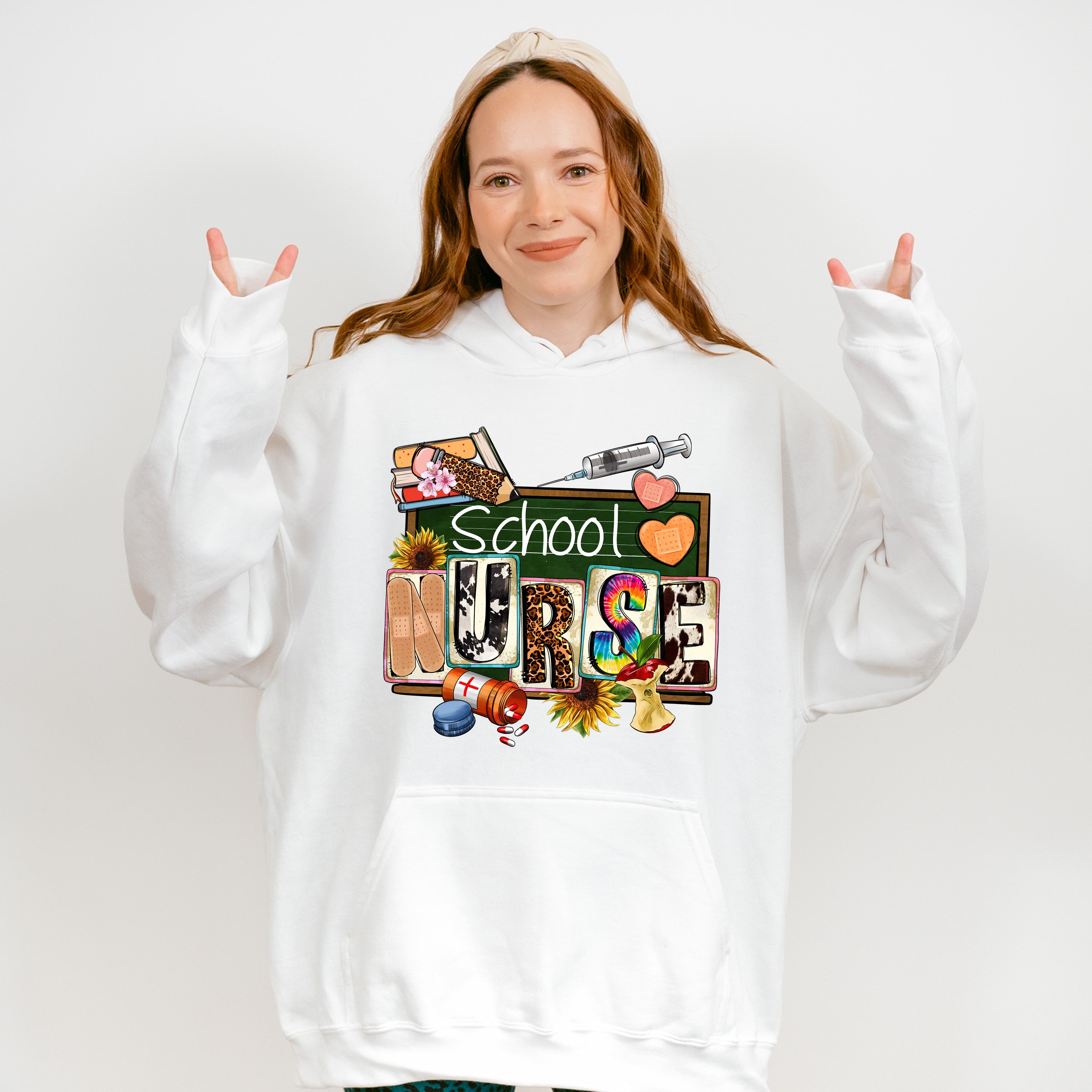 School Nurse Blackboard Design - School Nurse Unisex Crewneck T-Shirt Sweatshirt Hoodie