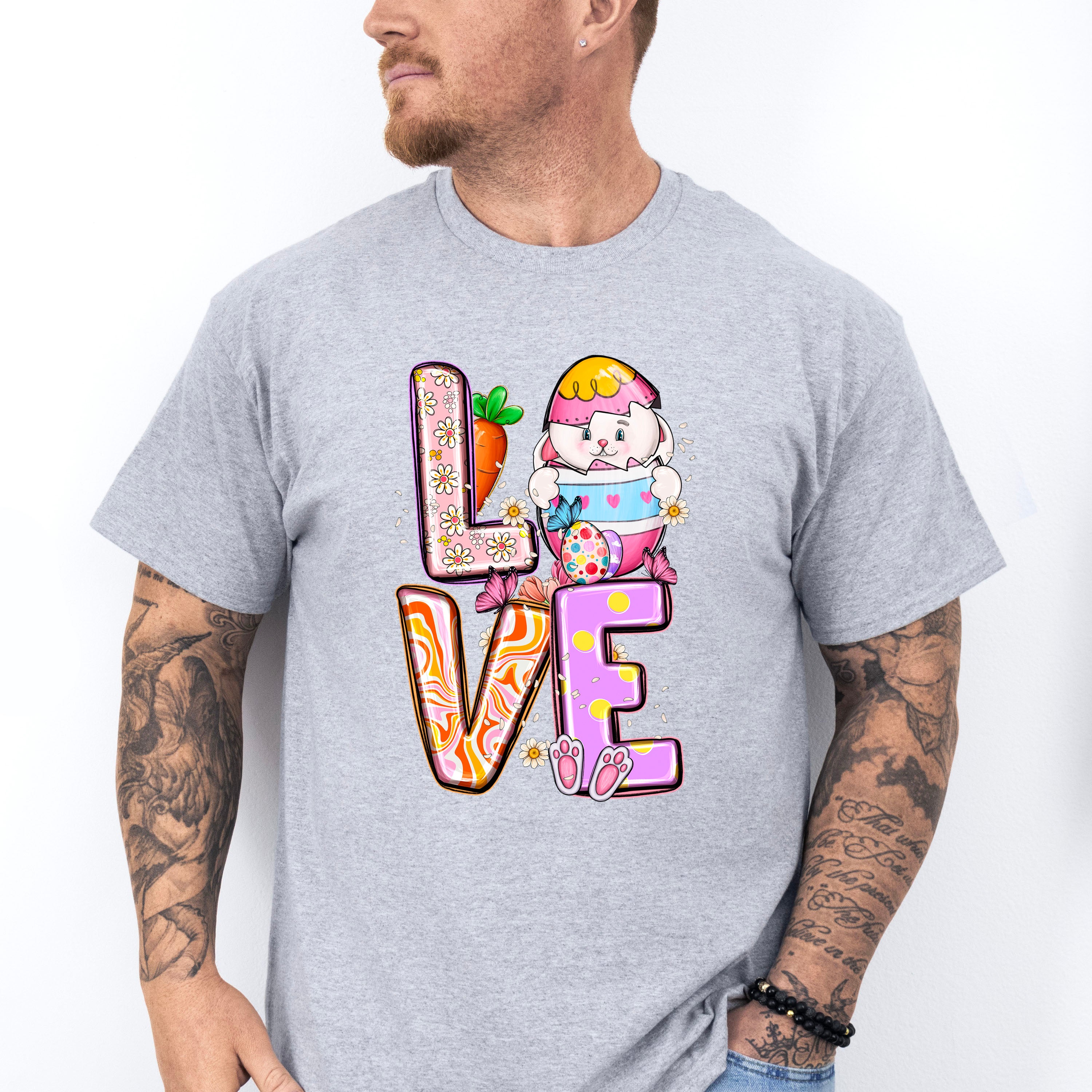 LOVE Bunny Holding Egg - Easter Day Unisex Crewneck T-Shirt Sweatshirt Hoodie