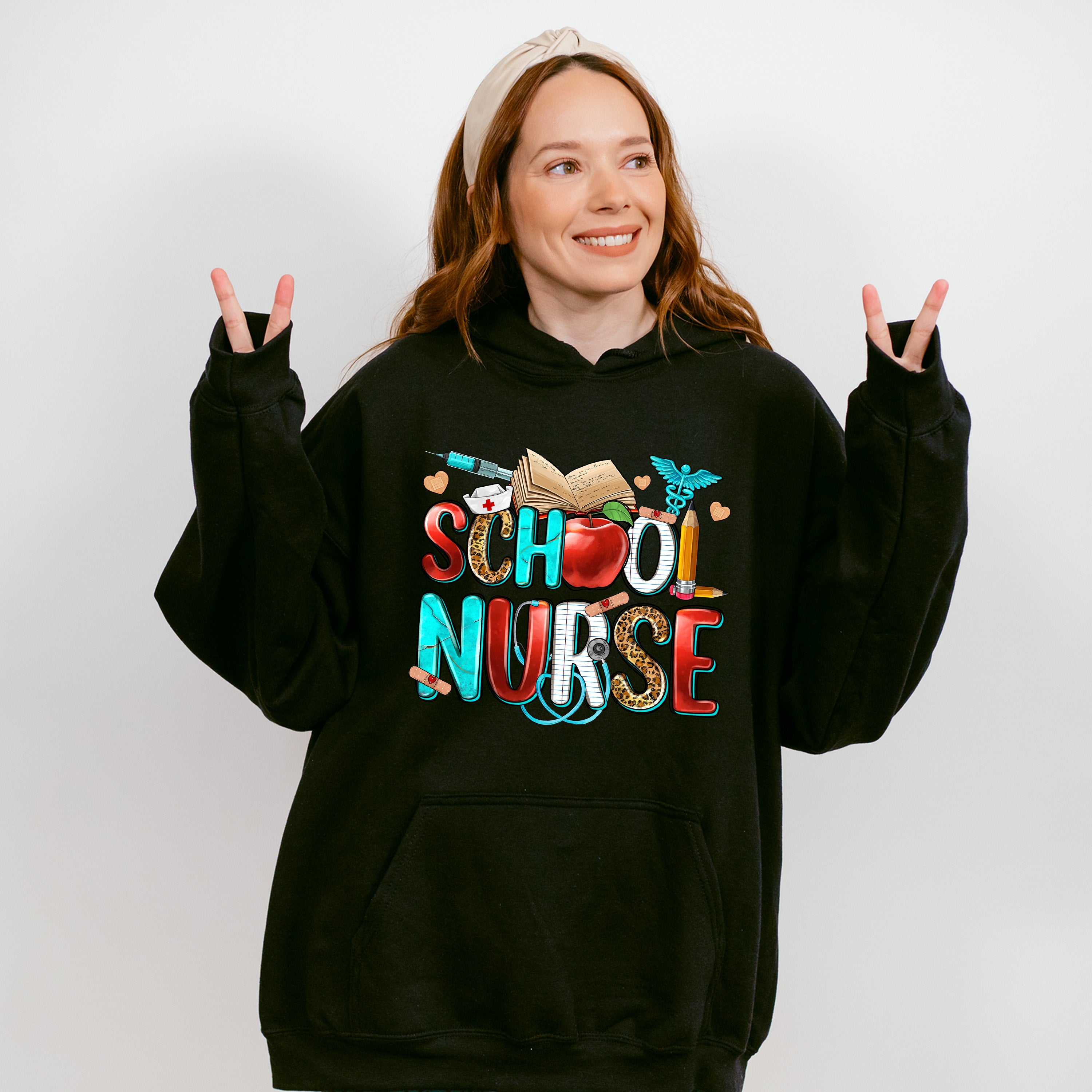 Apple And Book School Nurse Design - School Nurse Unisex Crewneck T-Shirt Sweatshirt Hoodie