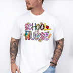 Flowers And Crayons School Nurse Design - School Nurse Unisex Crewneck T-Shirt Sweatshirt Hoodie