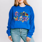 Flowers And Crayons School Nurse Design - School Nurse Unisex Crewneck T-Shirt Sweatshirt Hoodie