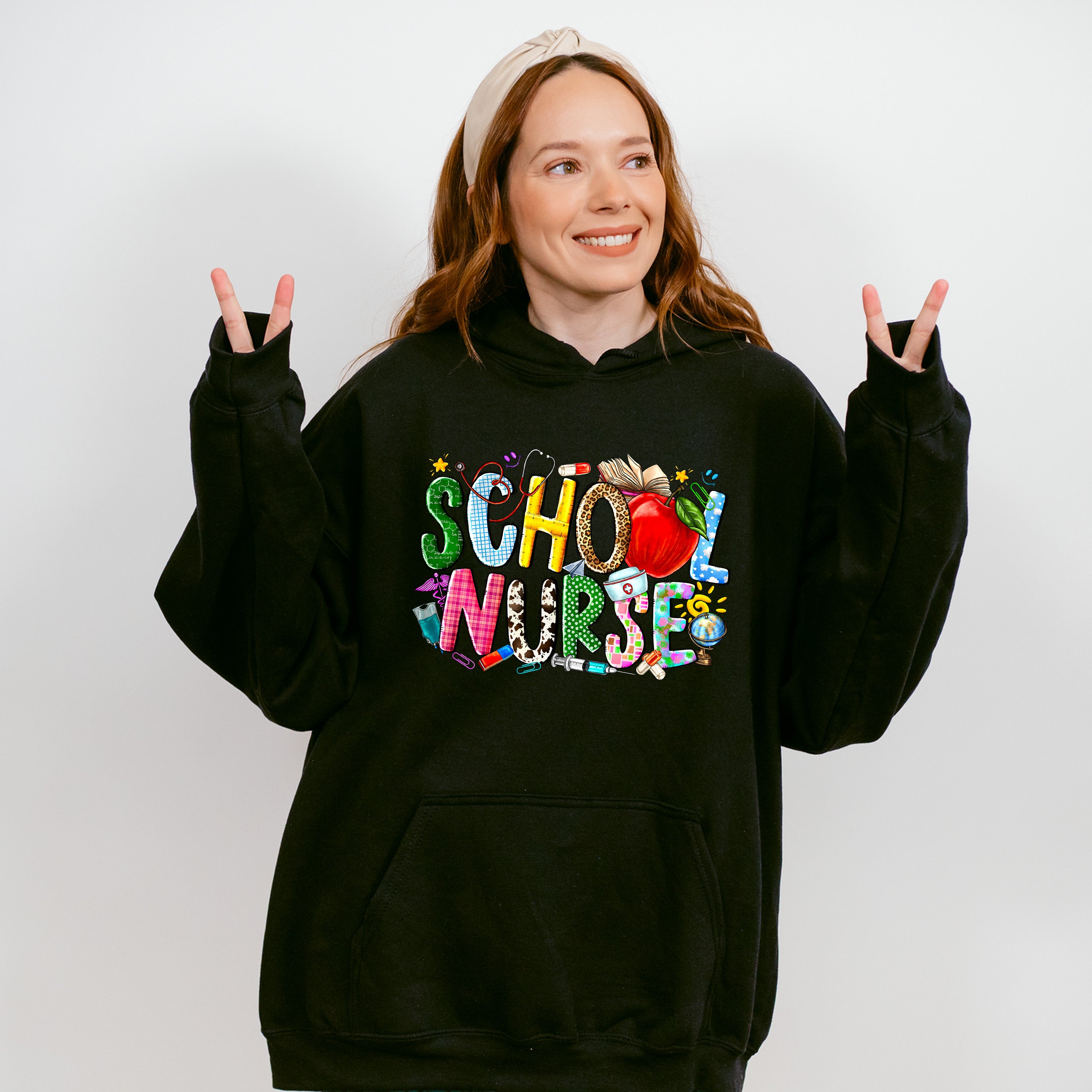Apple School Nurse Design - School Nurse Unisex Crewneck T-Shirt Sweatshirt Hoodie