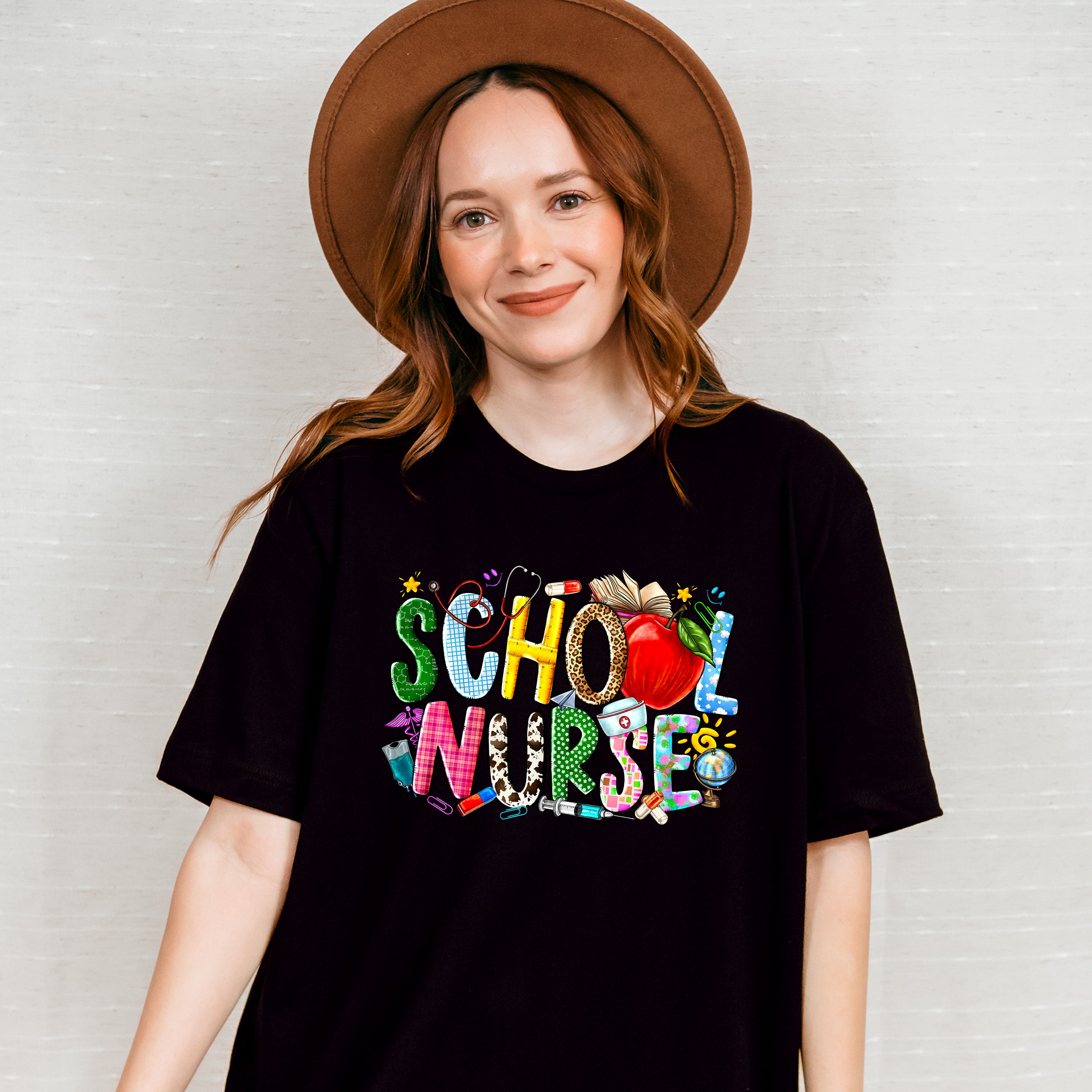 Apple School Nurse Design - School Nurse Unisex Crewneck T-Shirt Sweatshirt Hoodie