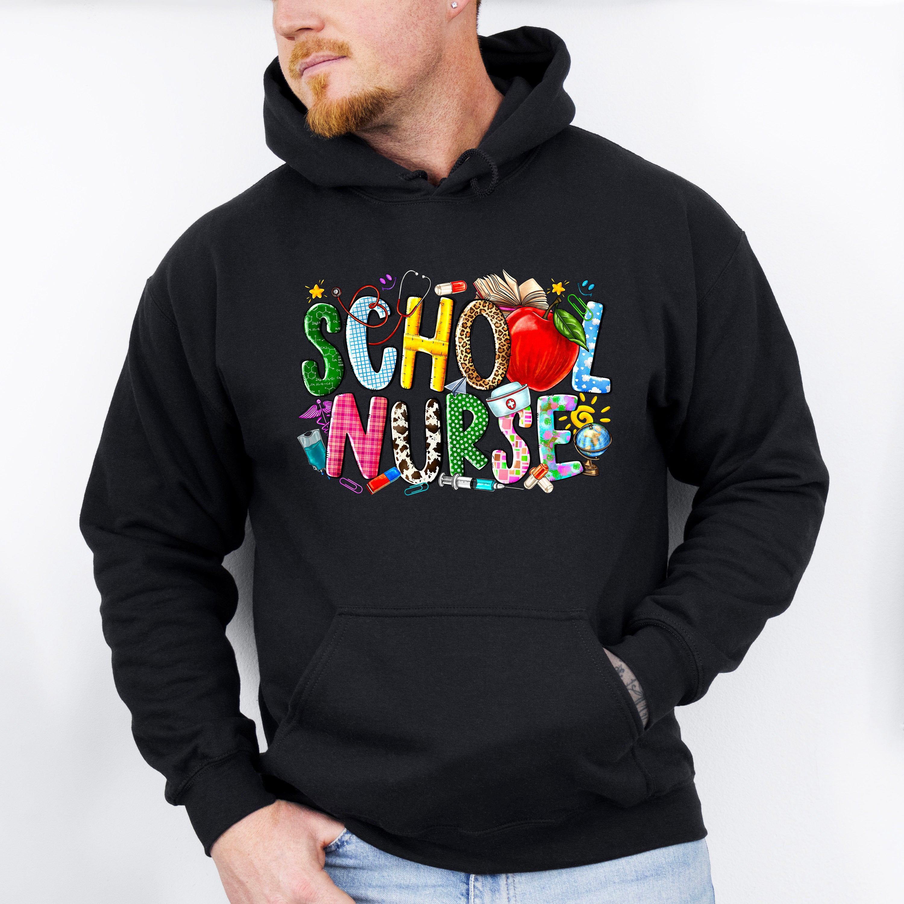 Apple School Nurse Design - School Nurse Unisex Crewneck T-Shirt Sweatshirt Hoodie