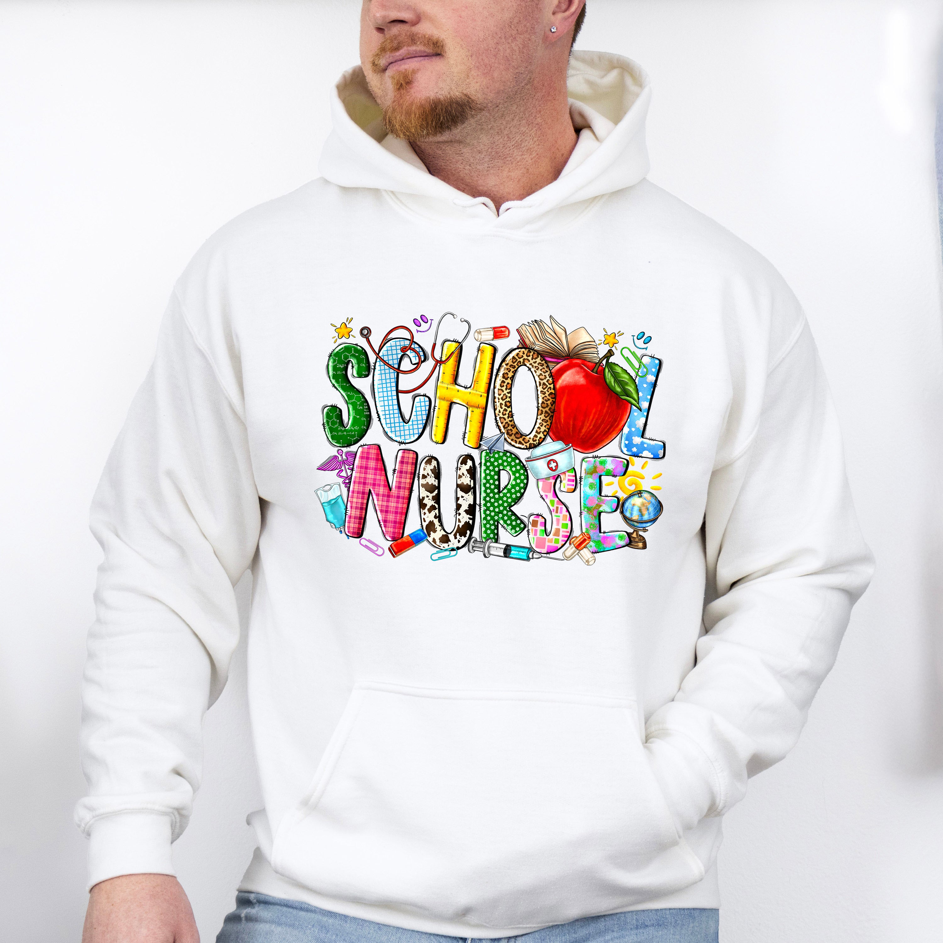 Apple School Nurse Design - School Nurse Unisex Crewneck T-Shirt Sweatshirt Hoodie