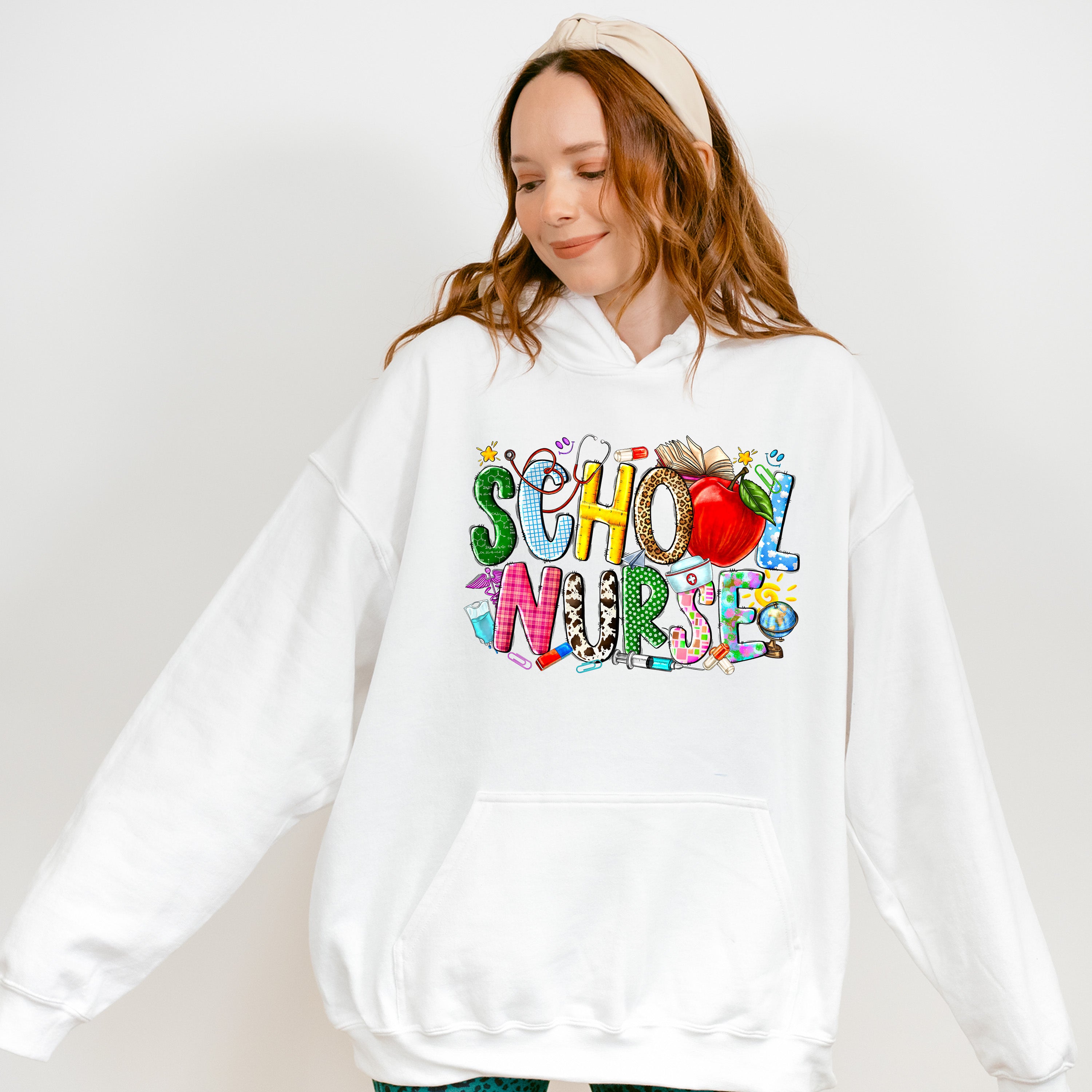 Apple School Nurse Design - School Nurse Unisex Crewneck T-Shirt Sweatshirt Hoodie