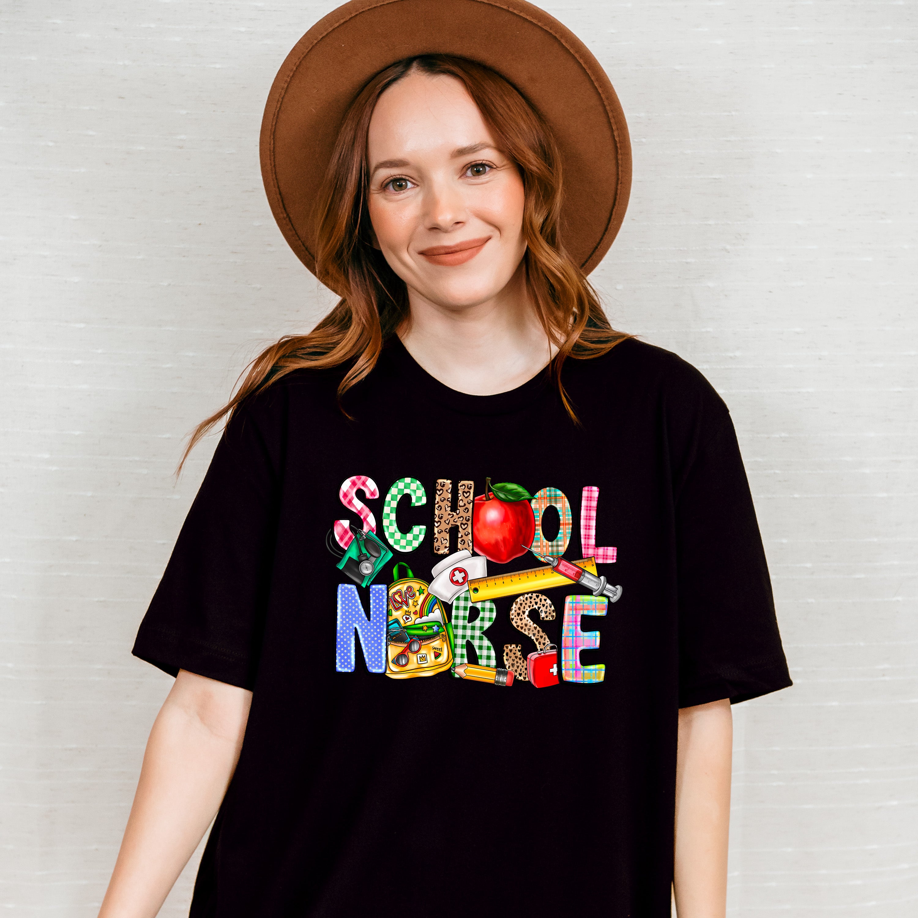 Apple And Ruler School Nurse Design - School Nurse Unisex Crewneck T-Shirt Sweatshirt Hoodie