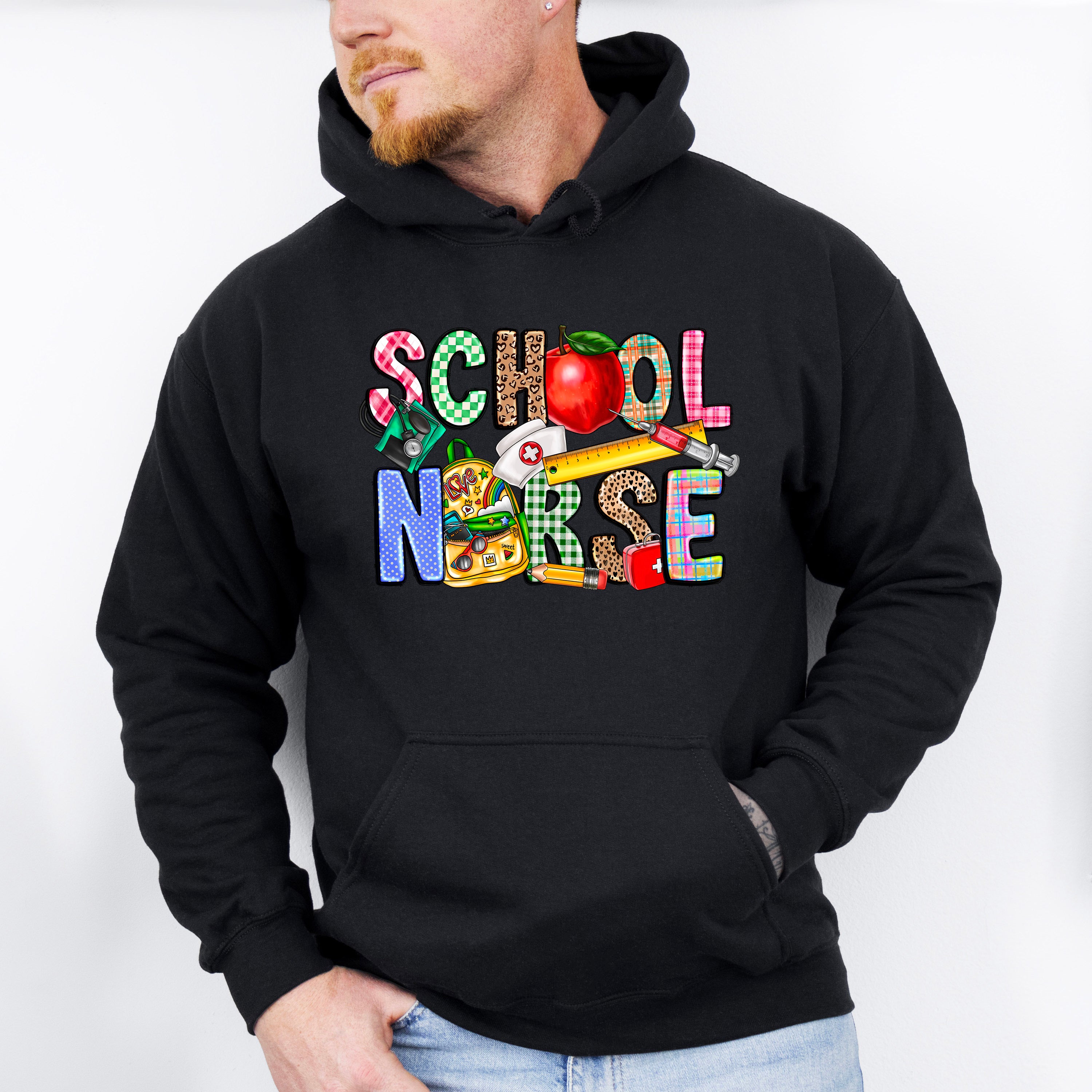 Apple And Ruler School Nurse Design - School Nurse Unisex Crewneck T-Shirt Sweatshirt Hoodie