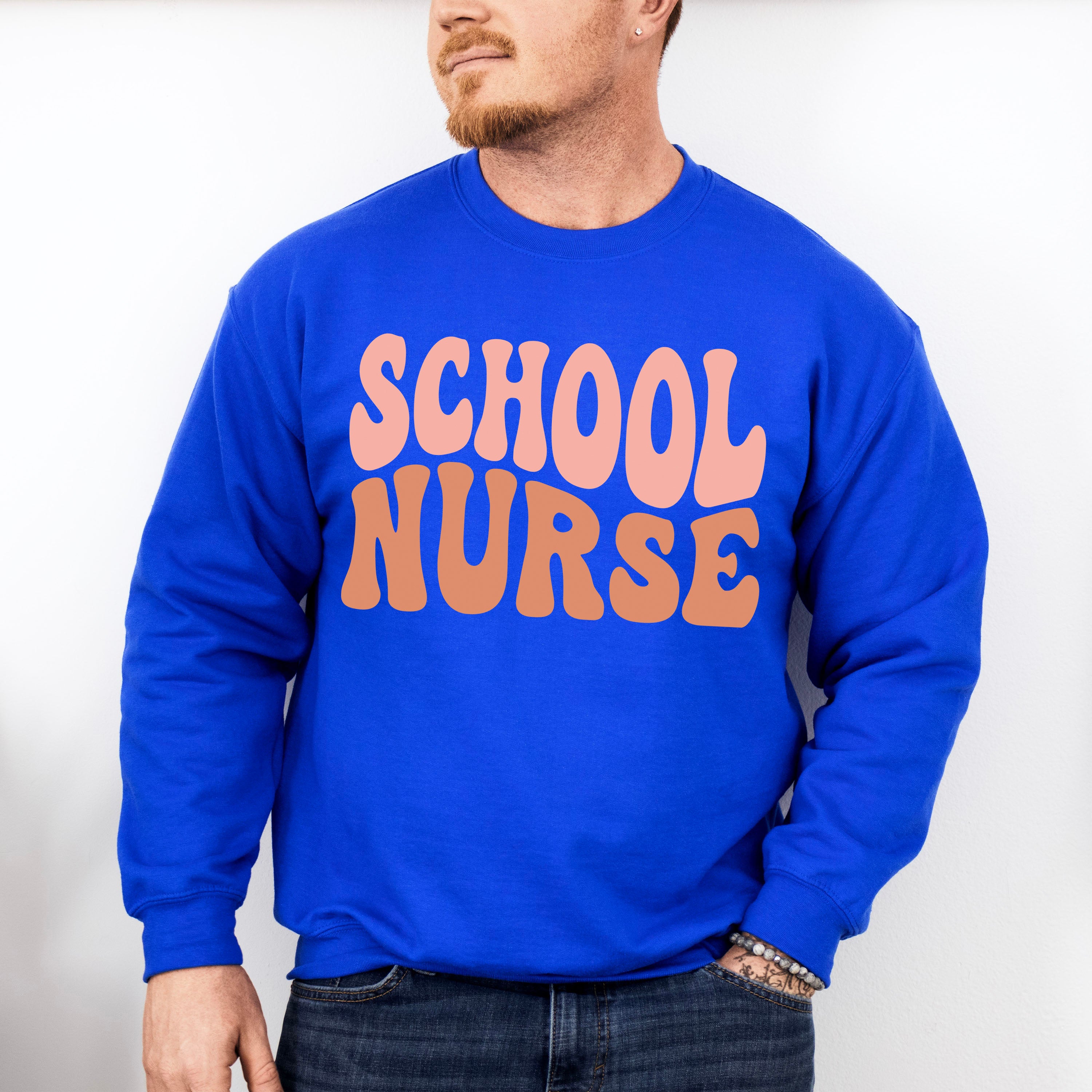 Groovy School Nurse Design - School Nurse Unisex Crewneck T-Shirt Sweatshirt Hoodie