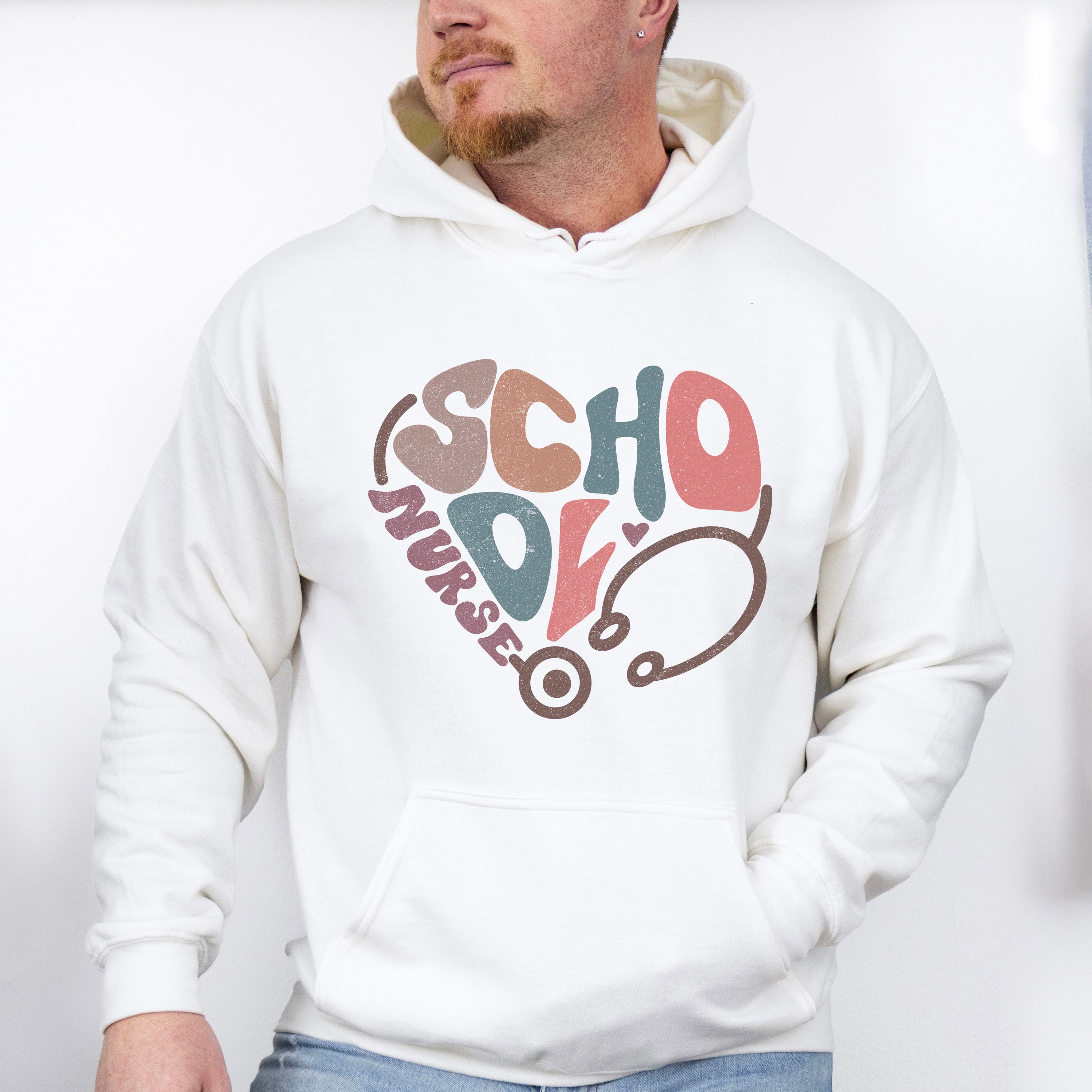 Heart Shape School Nurse Design - School Nurse Unisex Crewneck T-Shirt Sweatshirt Hoodie