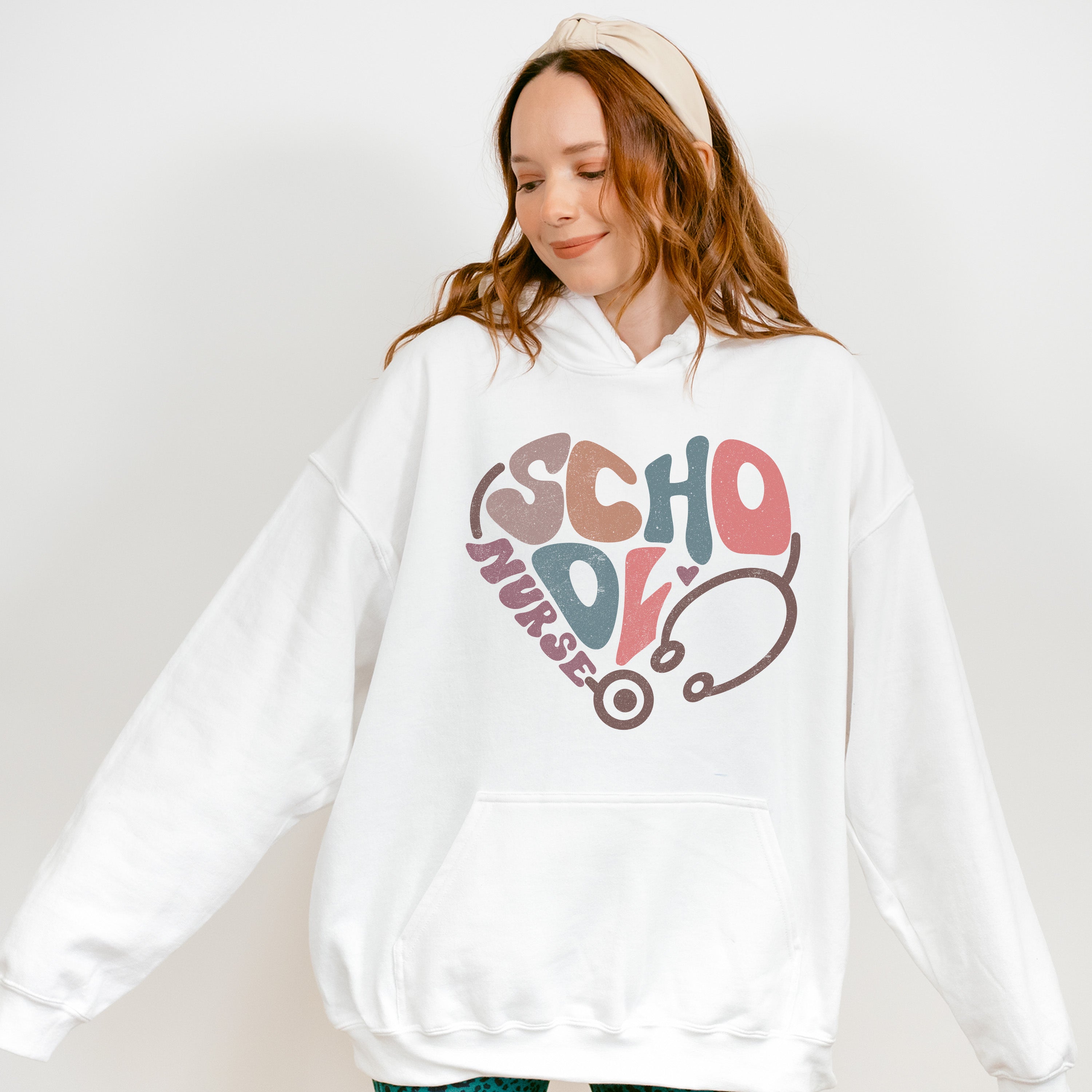 Heart Shape School Nurse Design - School Nurse Unisex Crewneck T-Shirt Sweatshirt Hoodie