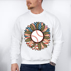 Baseball Sunflower Design - Baseball Unisex Crewneck T-Shirt Sweatshirt Hoodie